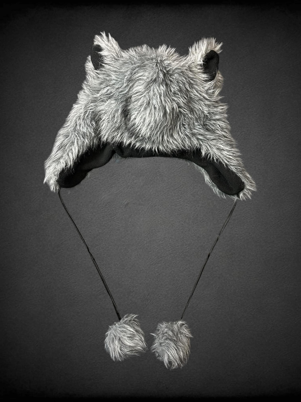 Grey fuzzy wolf winter hat