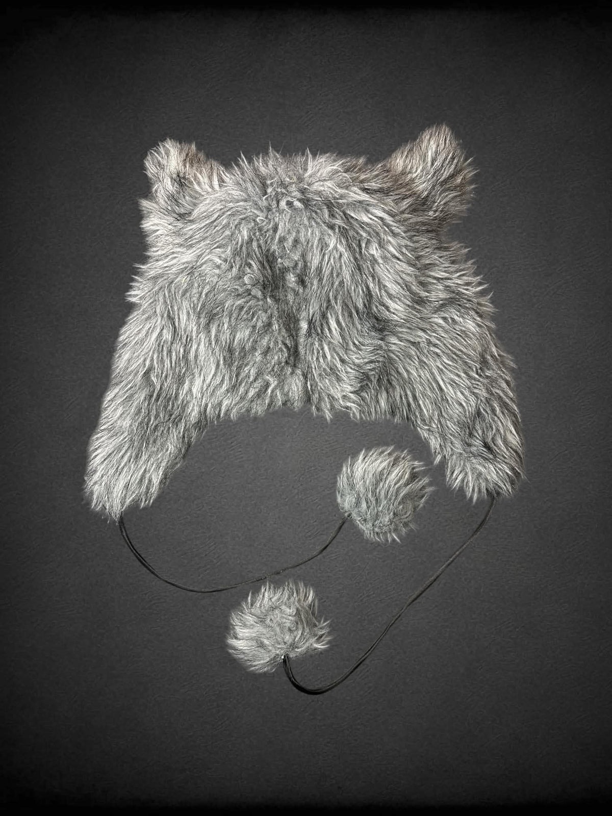 Grey fuzzy wolf winter hat