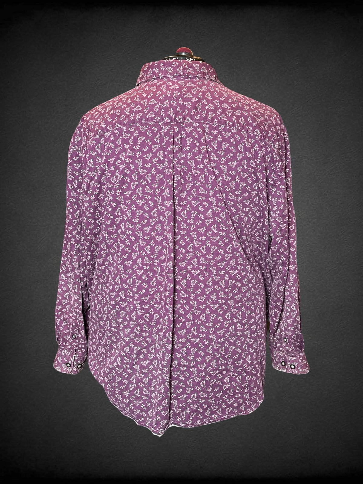 3X Sonoma purple ribbed button-up top with floral pattern, and pocket on front