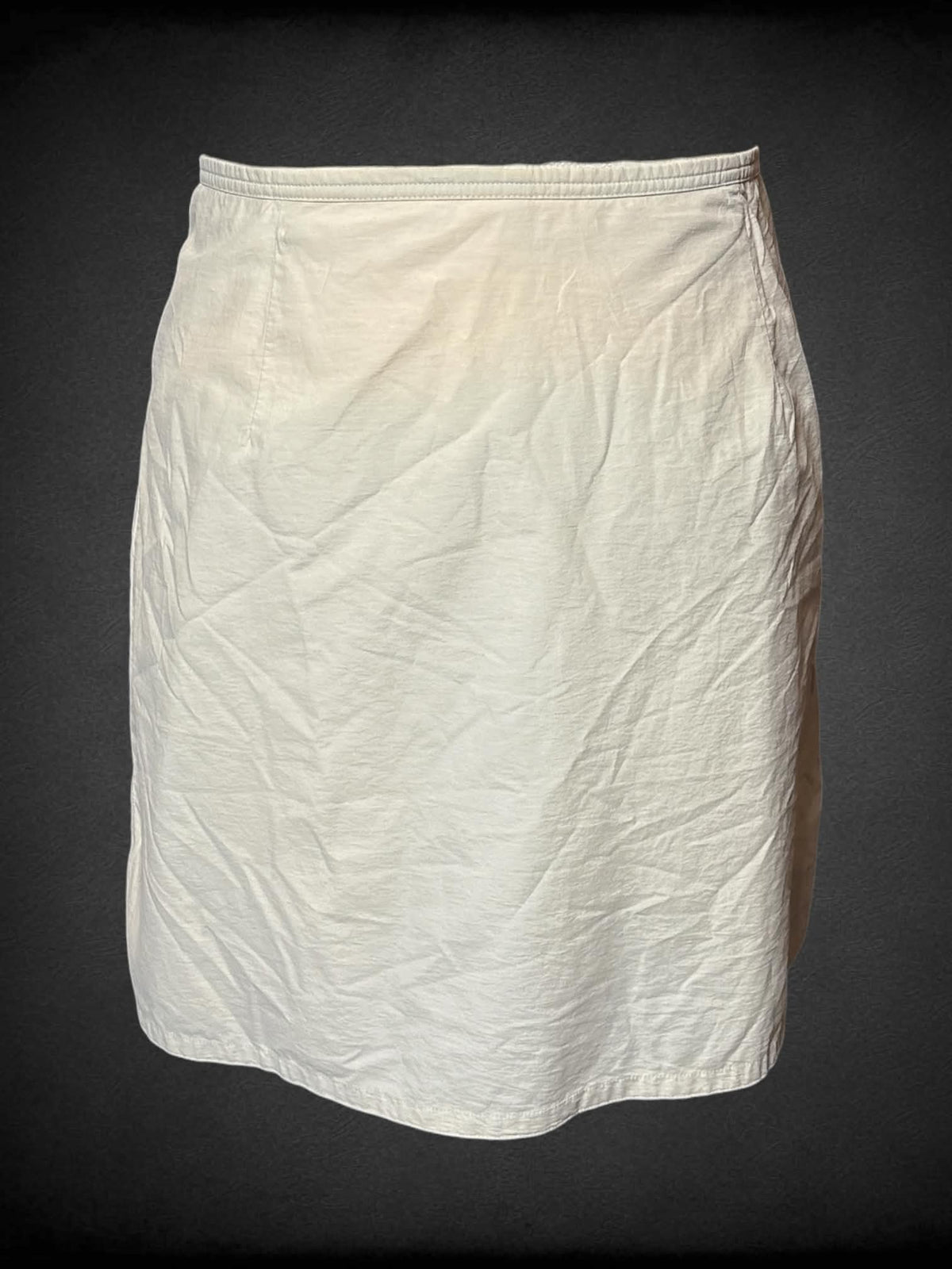 0X Venezia Jeans tan pencil skirt with built-in shorts, zipper on side, and pocket on back