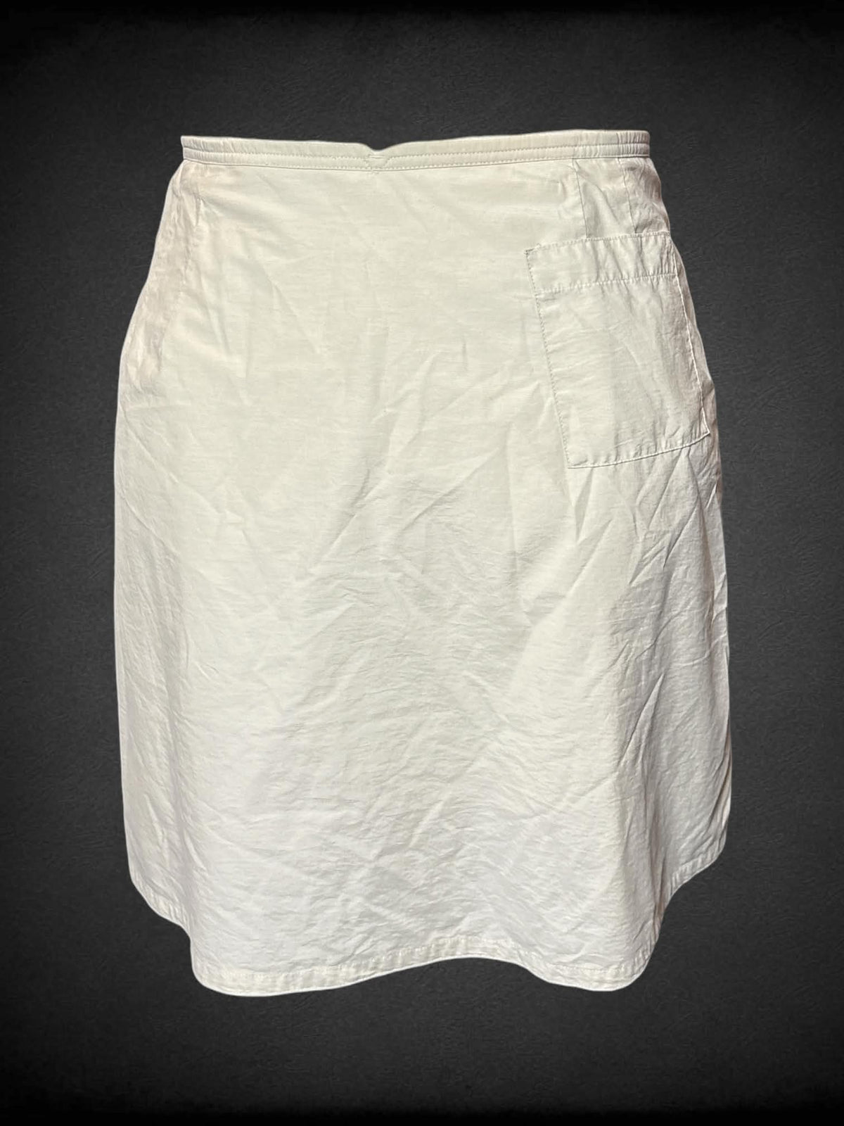 0X Venezia Jeans tan pencil skirt with built-in shorts, zipper on side, and pocket on back