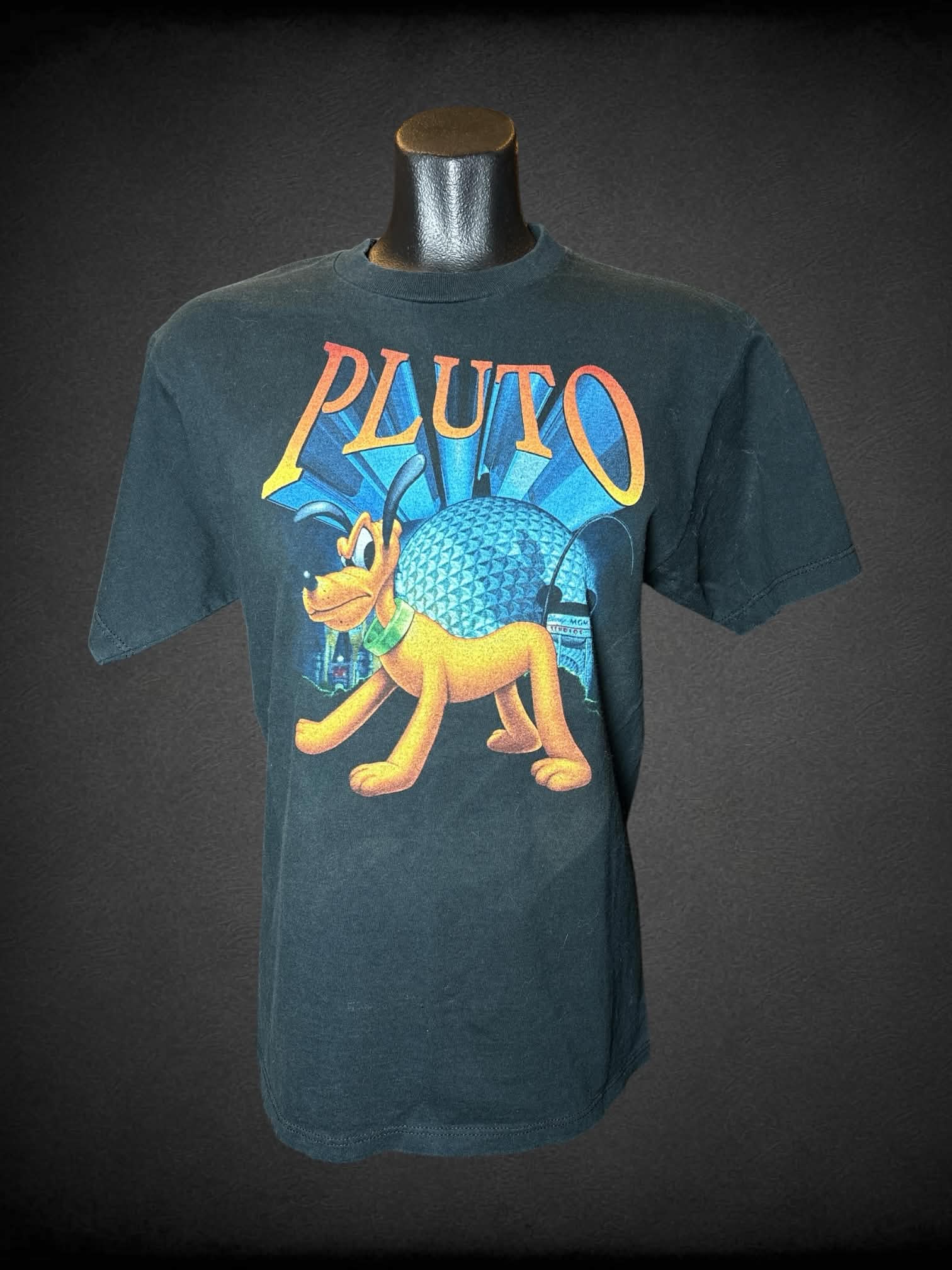 M Mickey Inc vintage black t shirt with “Pluto” Epcot graphic on front