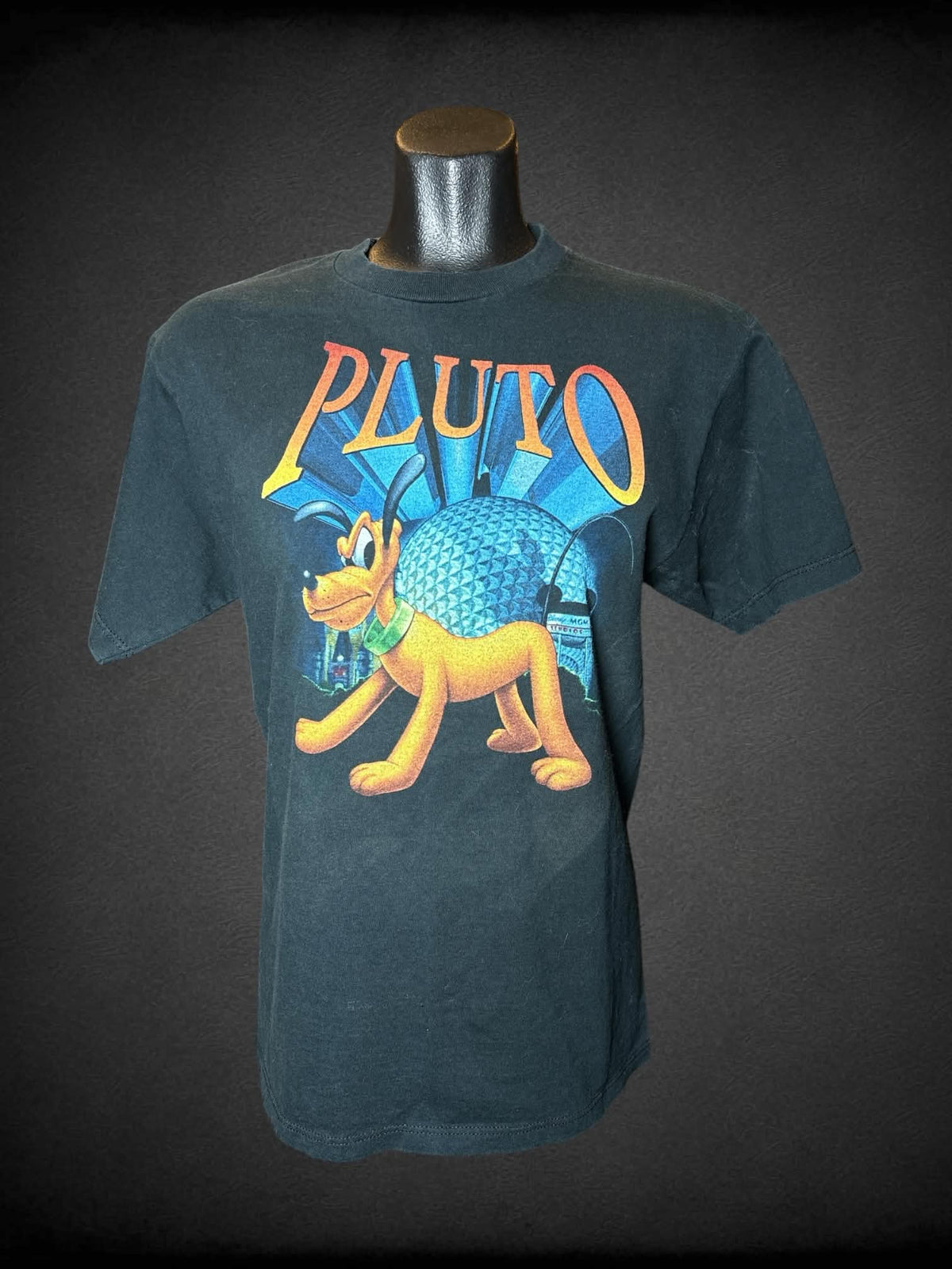 M Mickey Inc vintage black t shirt with “Pluto” Epcot graphic on front