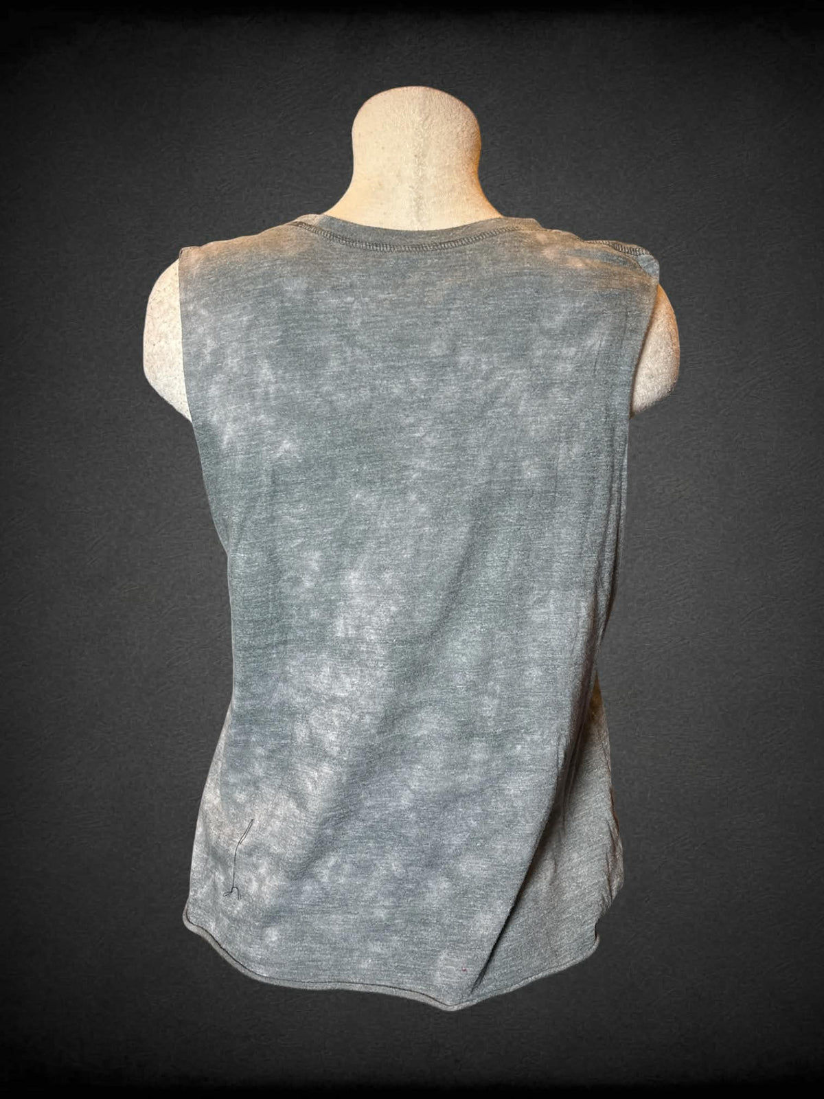 L Vans grey marble tie-dye muscle t shirt with beach graphic on front