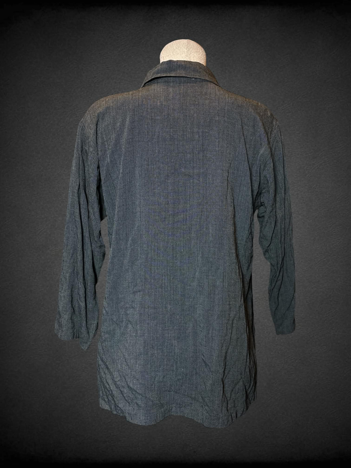 L CTC vintage grey three-quarter sleeve button up shirt with pocket on front