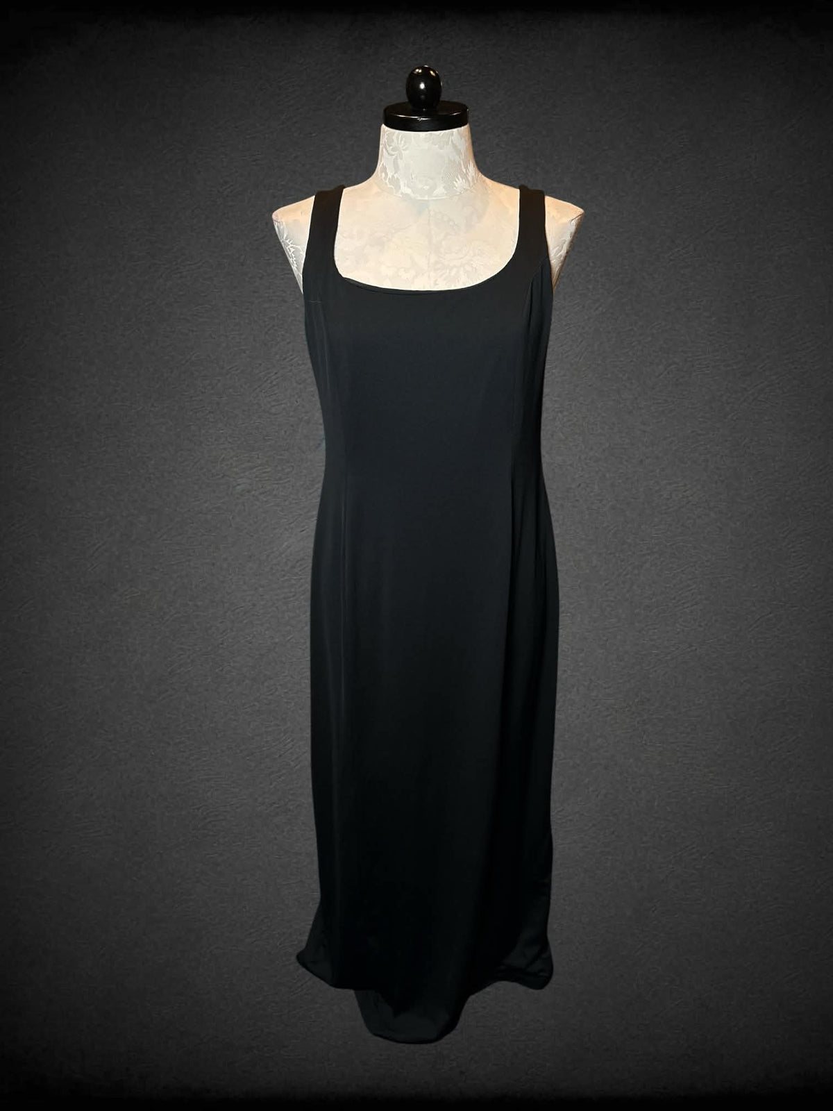 1X Shape FX black dress with mesh back, and embroidered pink floral design on back