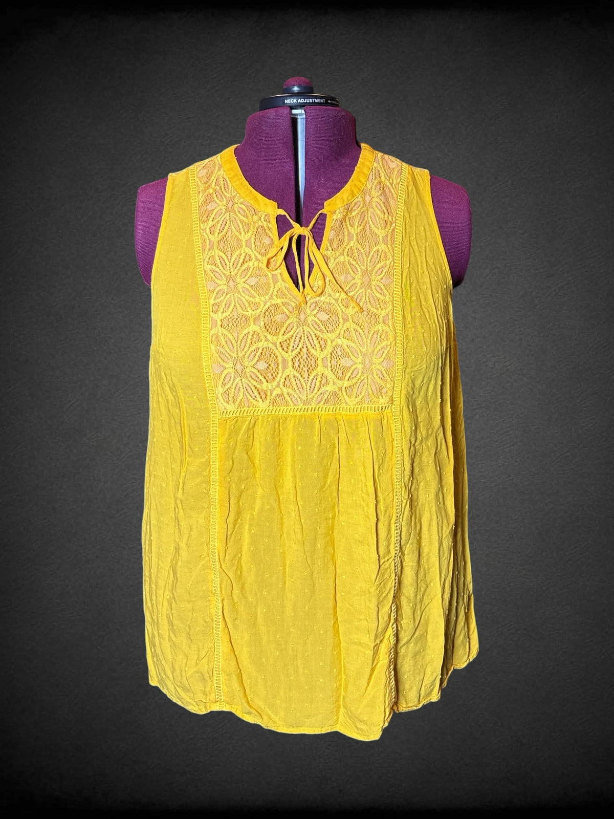 2X Torrid yellow flowy blouse with embroidered floral design