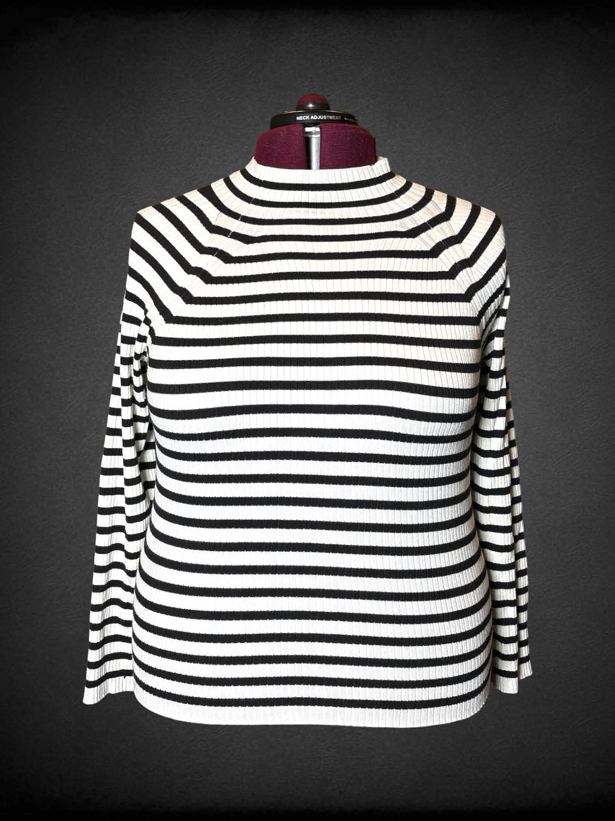 2X Nine West black & white striped ribbed sweater
