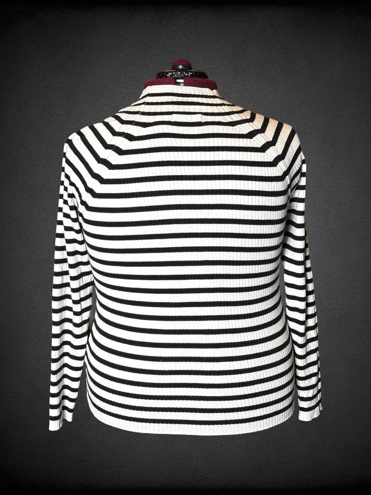 2X Nine West black & white striped ribbed sweater