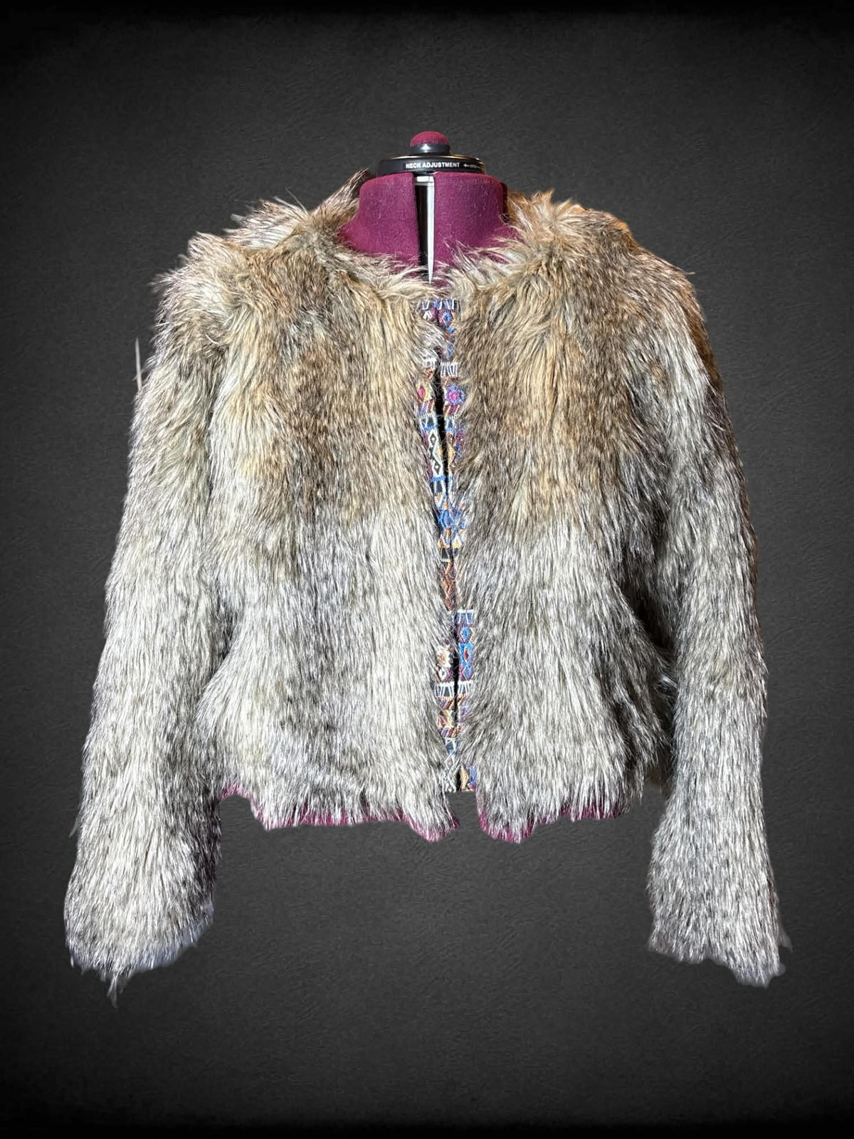 2X Free People brown faux fur coat with clasps on front