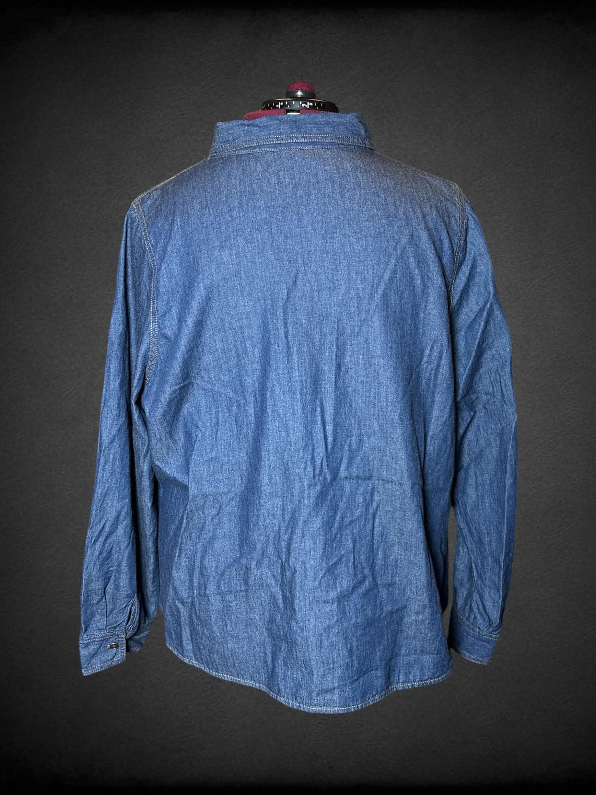 3X Faded Glory blue denim button-up shirt with pockets on front