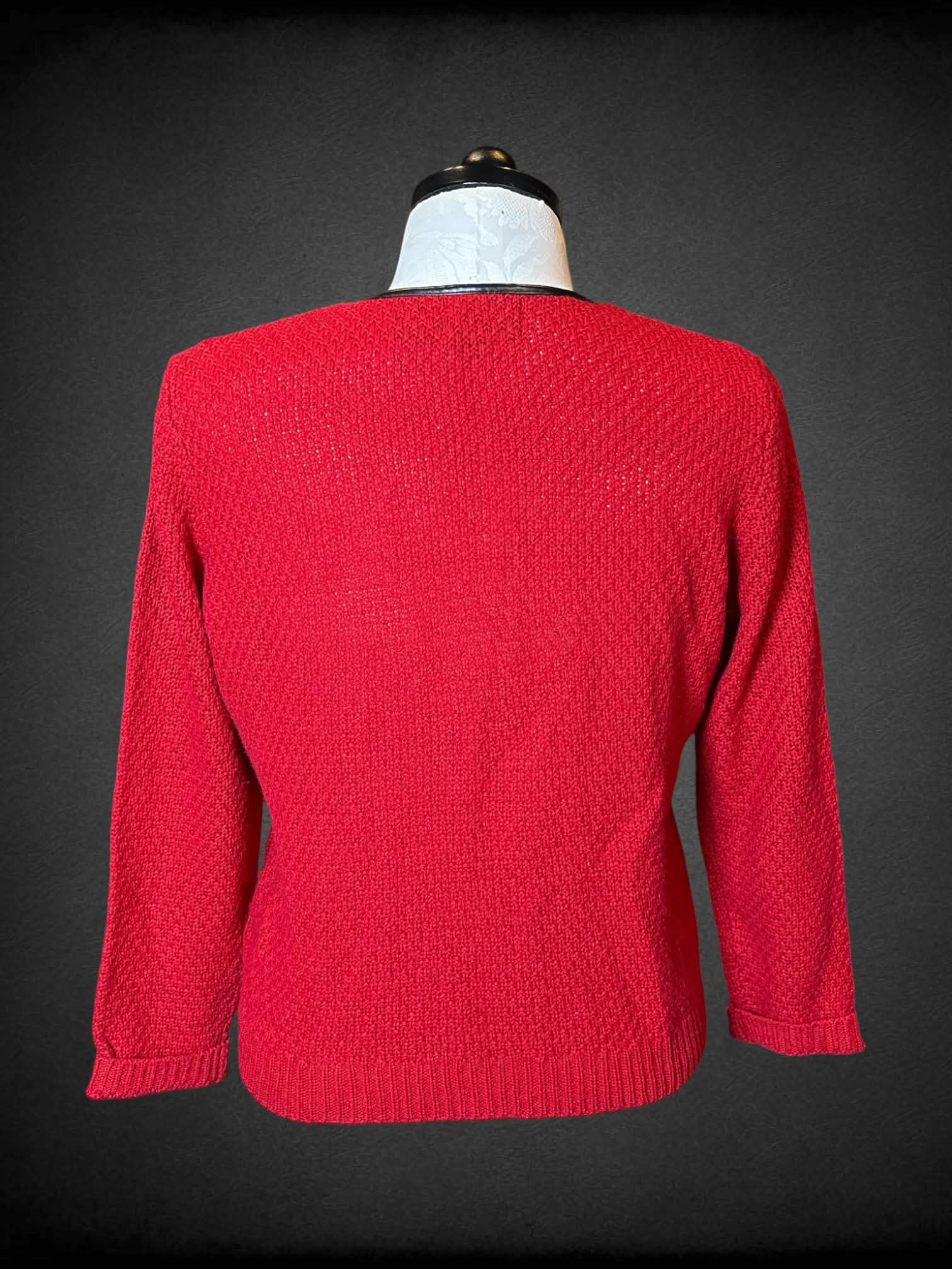 1X Cynthia Rowley red knit zip-up sweater with faux leather lining