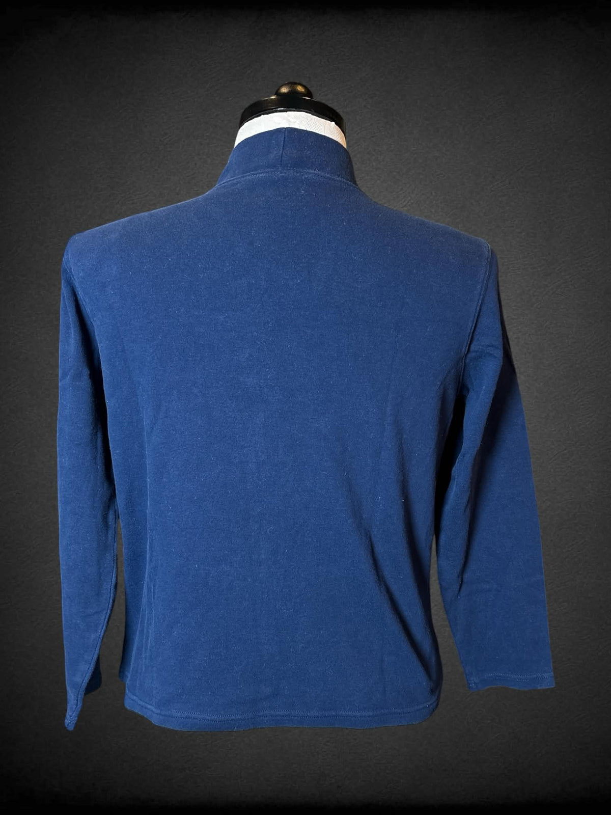 0X Studio Works navy long-sleeve turtleneck shirt with embroidered autumn tree design on front