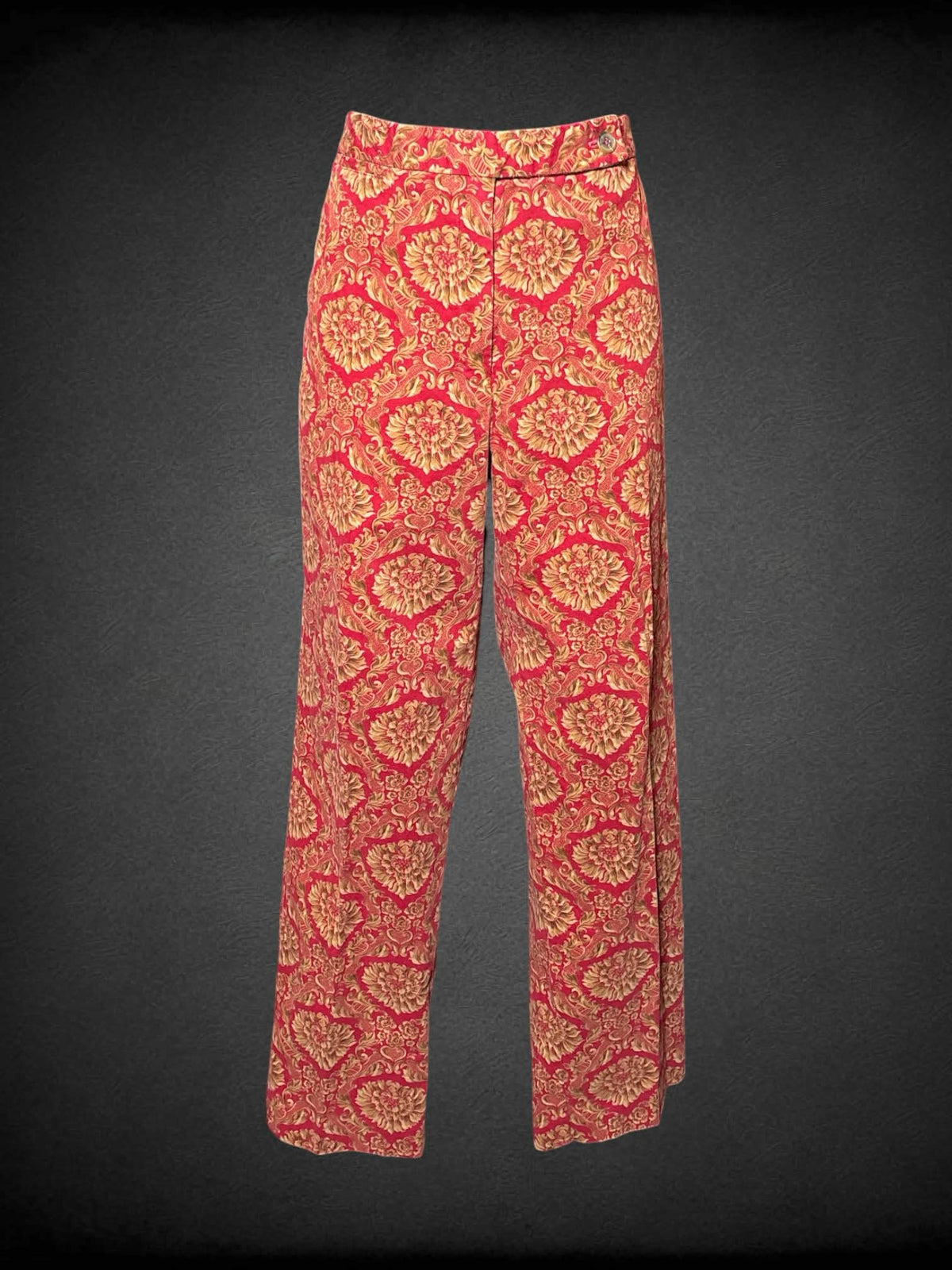 M Talbots vintage red high-waisted pants with damask pattern