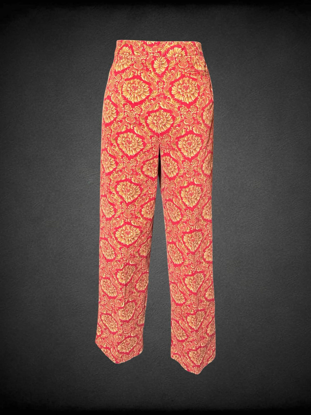 M Talbots vintage red high-waisted pants with damask pattern