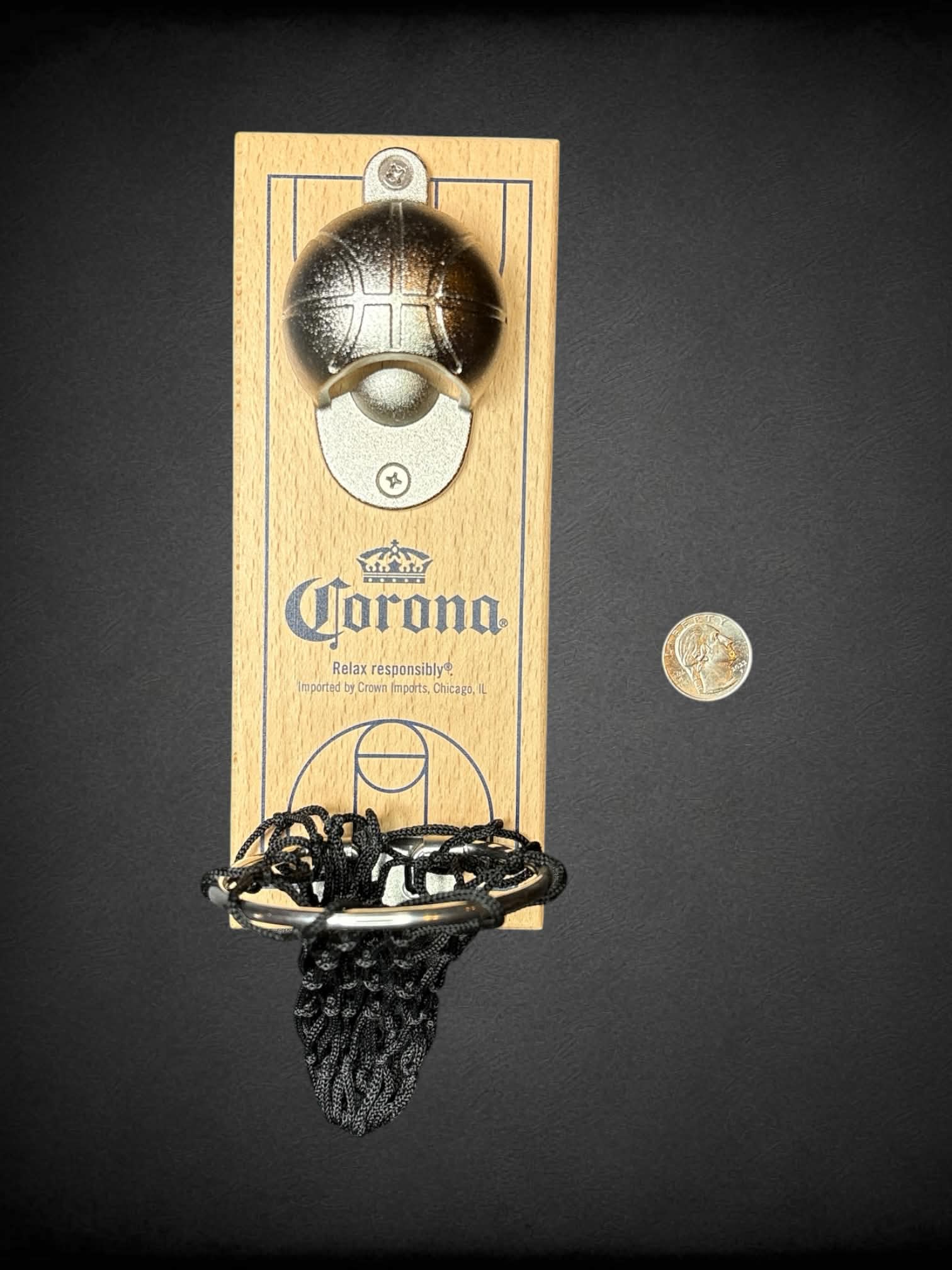 Corona basketball wooden magnetic wall mount with mini basketball net