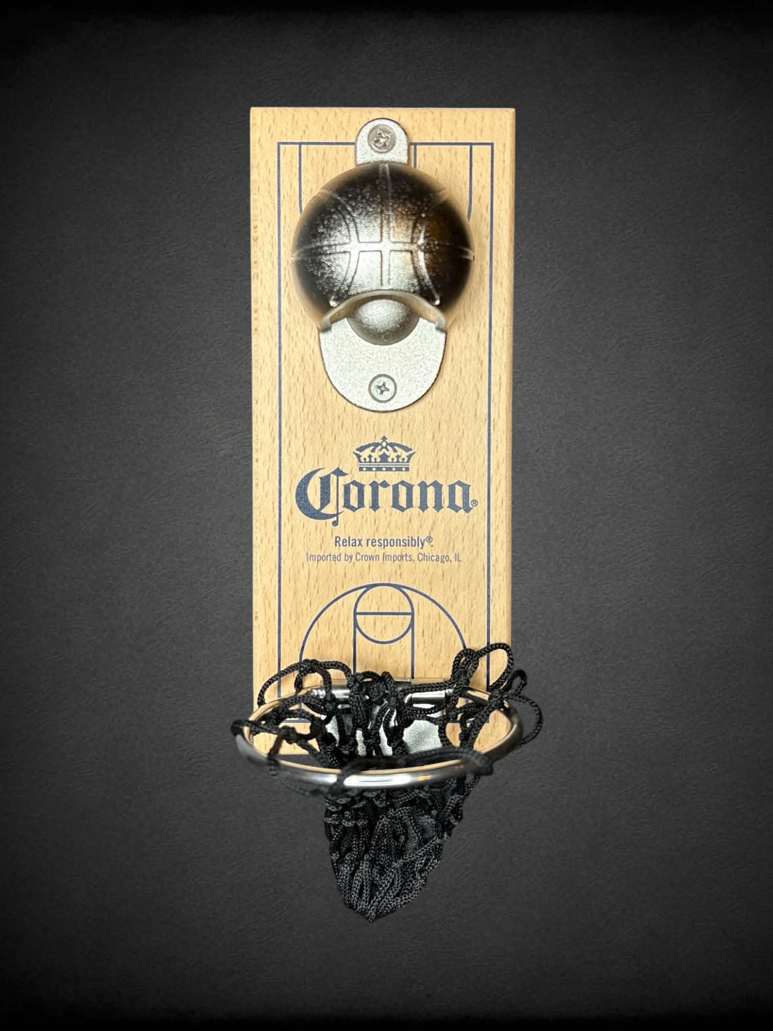 Corona basketball wooden magnetic wall mount with mini basketball net