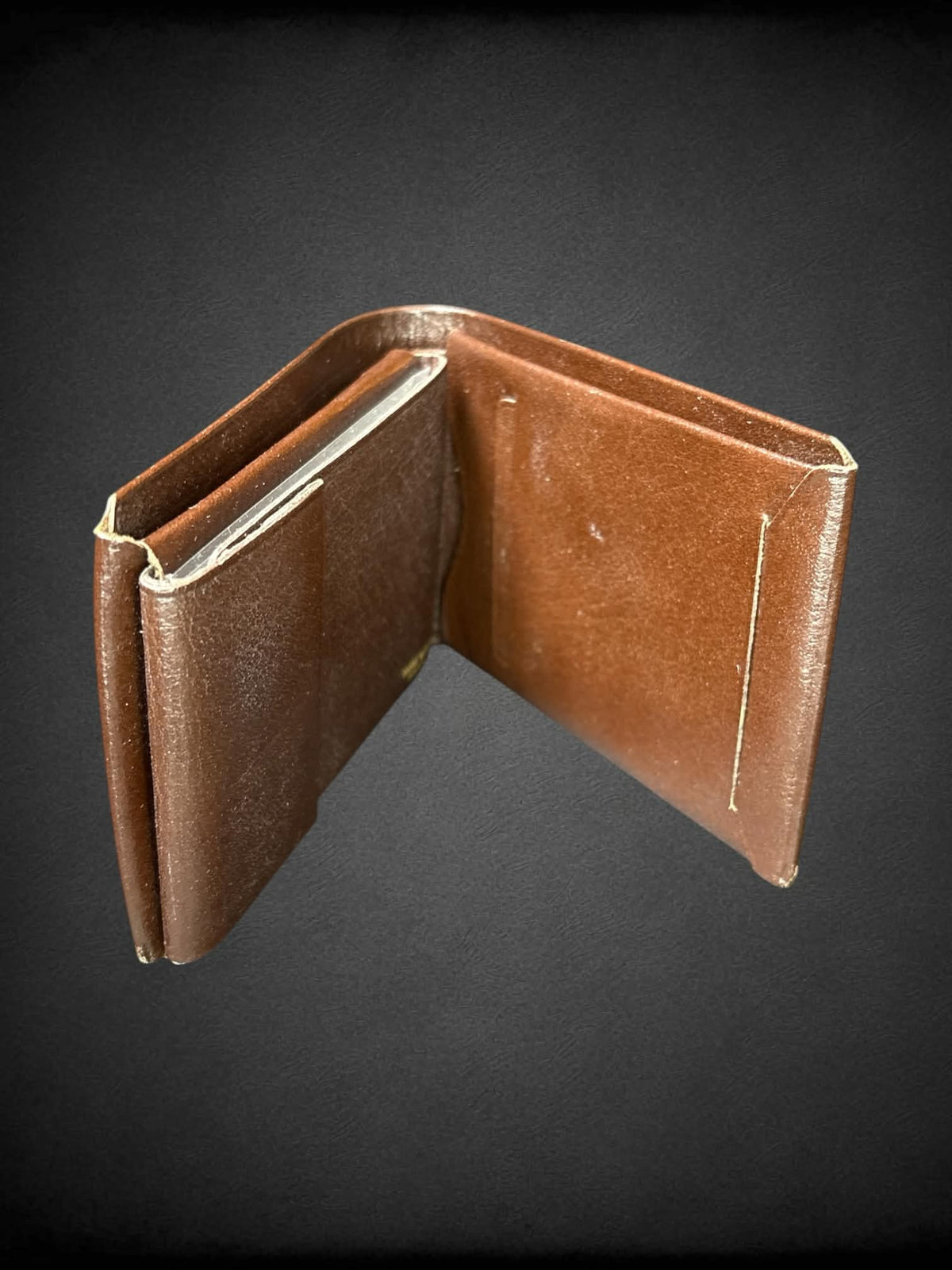 Vintage brown buffalo calf leather wallet