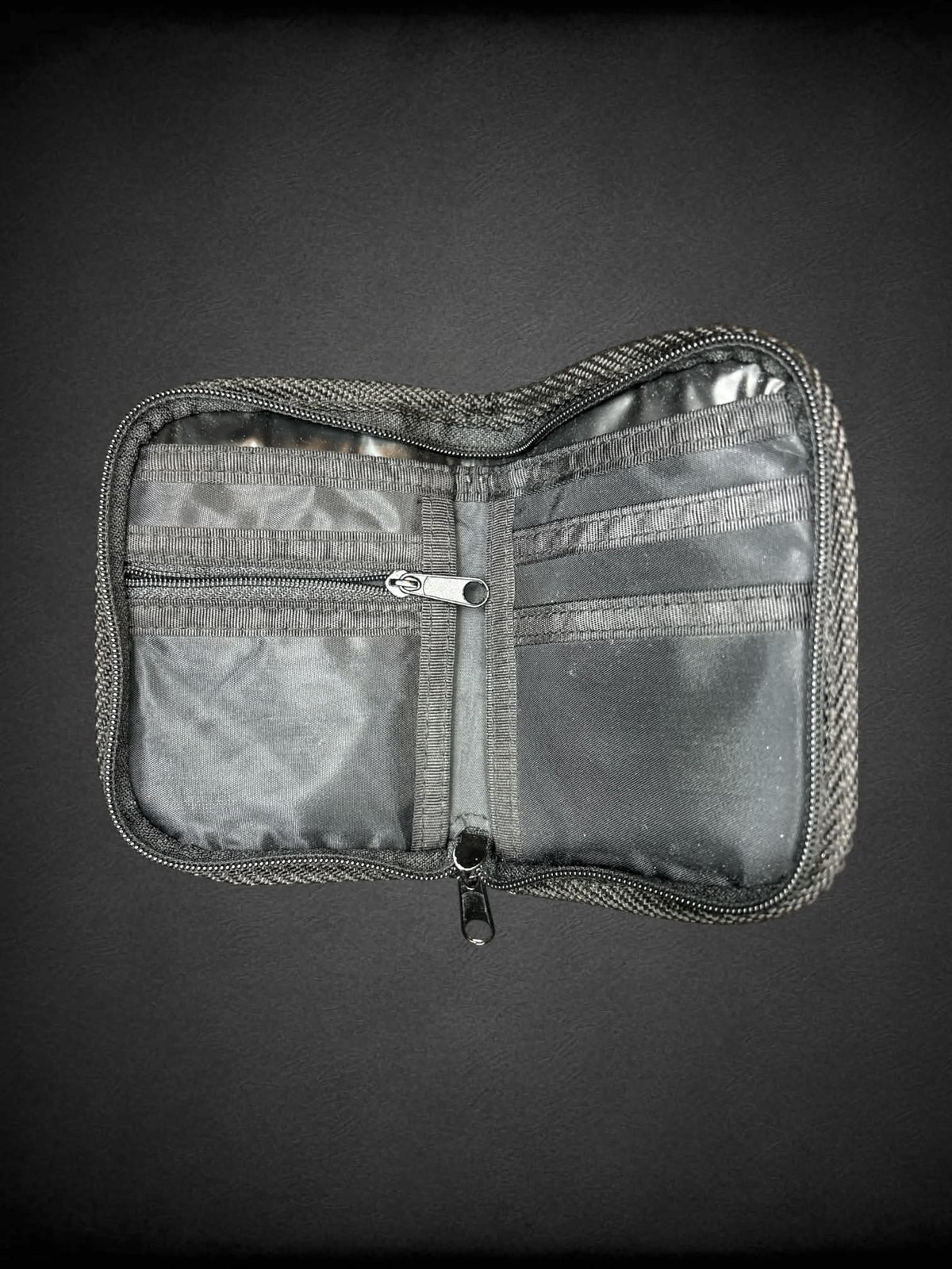 Whatever green zip-up wallet with striped design