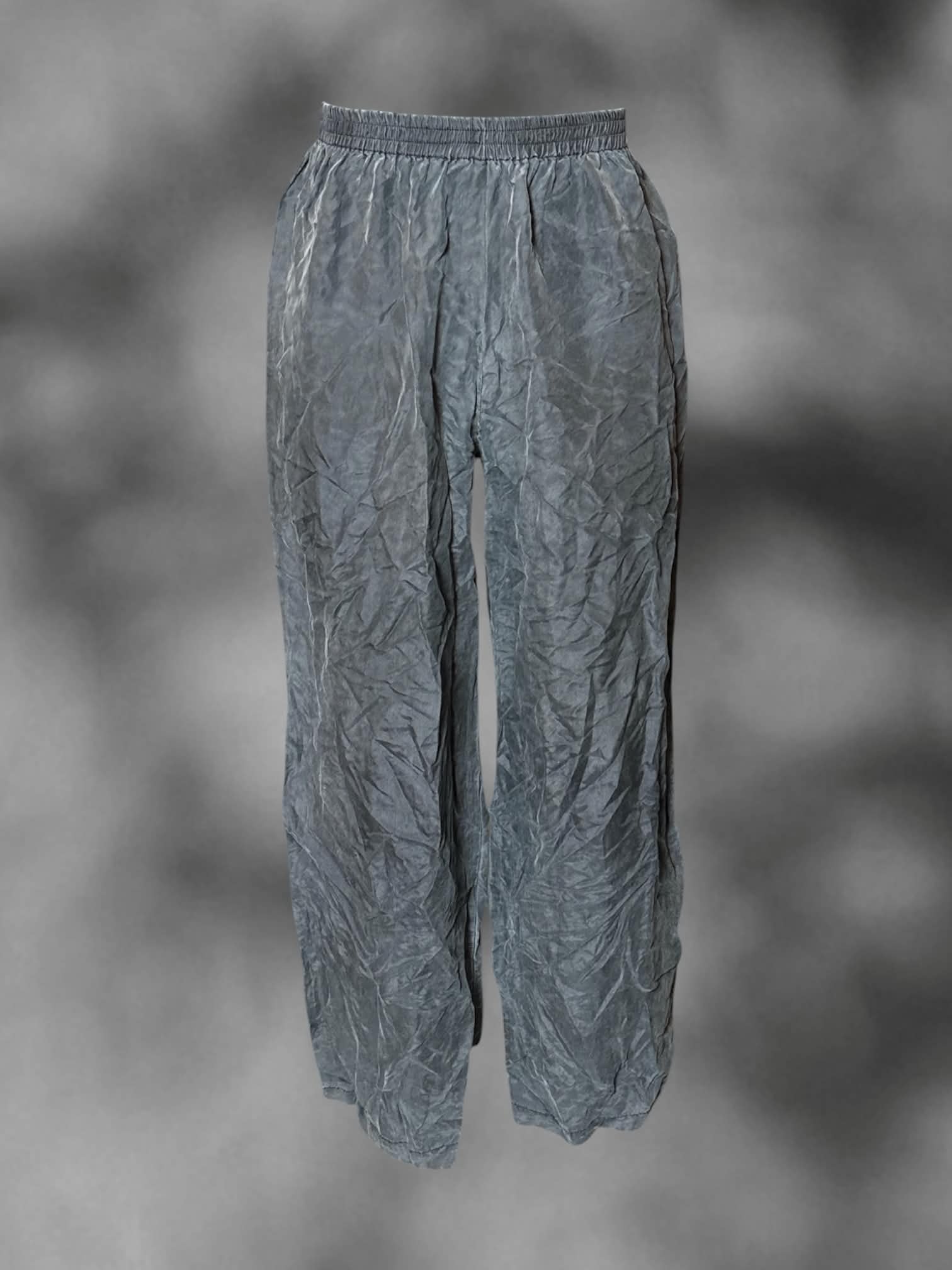 XS Feu Follet vintage charcoal silk pants with stretch waist