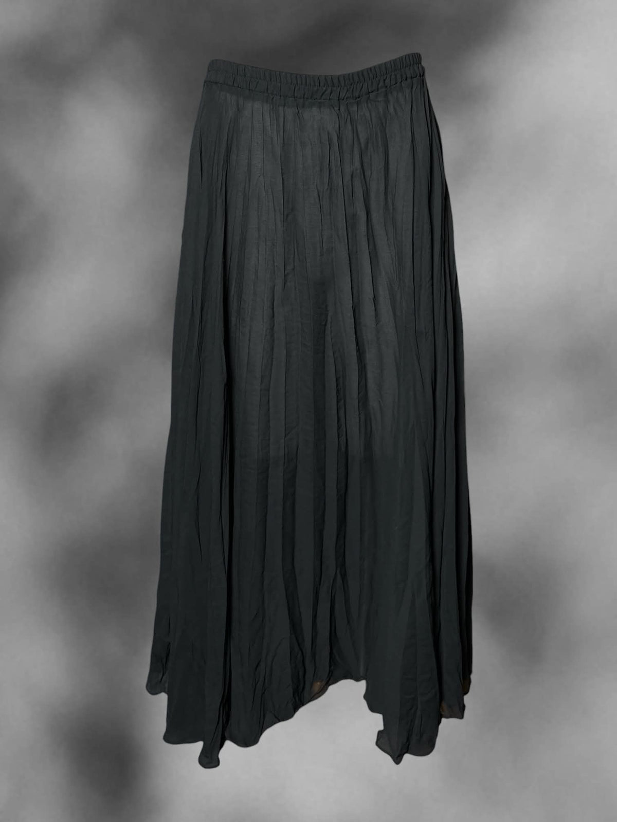 L Moda INTL vintage black sheer pleated skirt with stretch waist