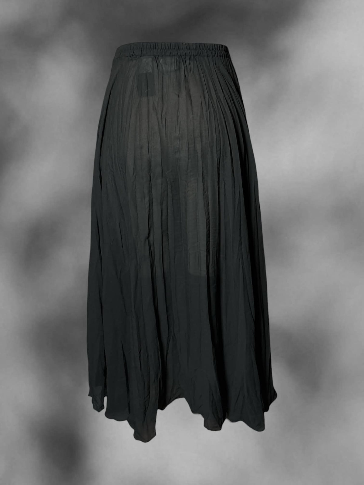 L Moda INTL vintage black sheer pleated skirt with stretch waist