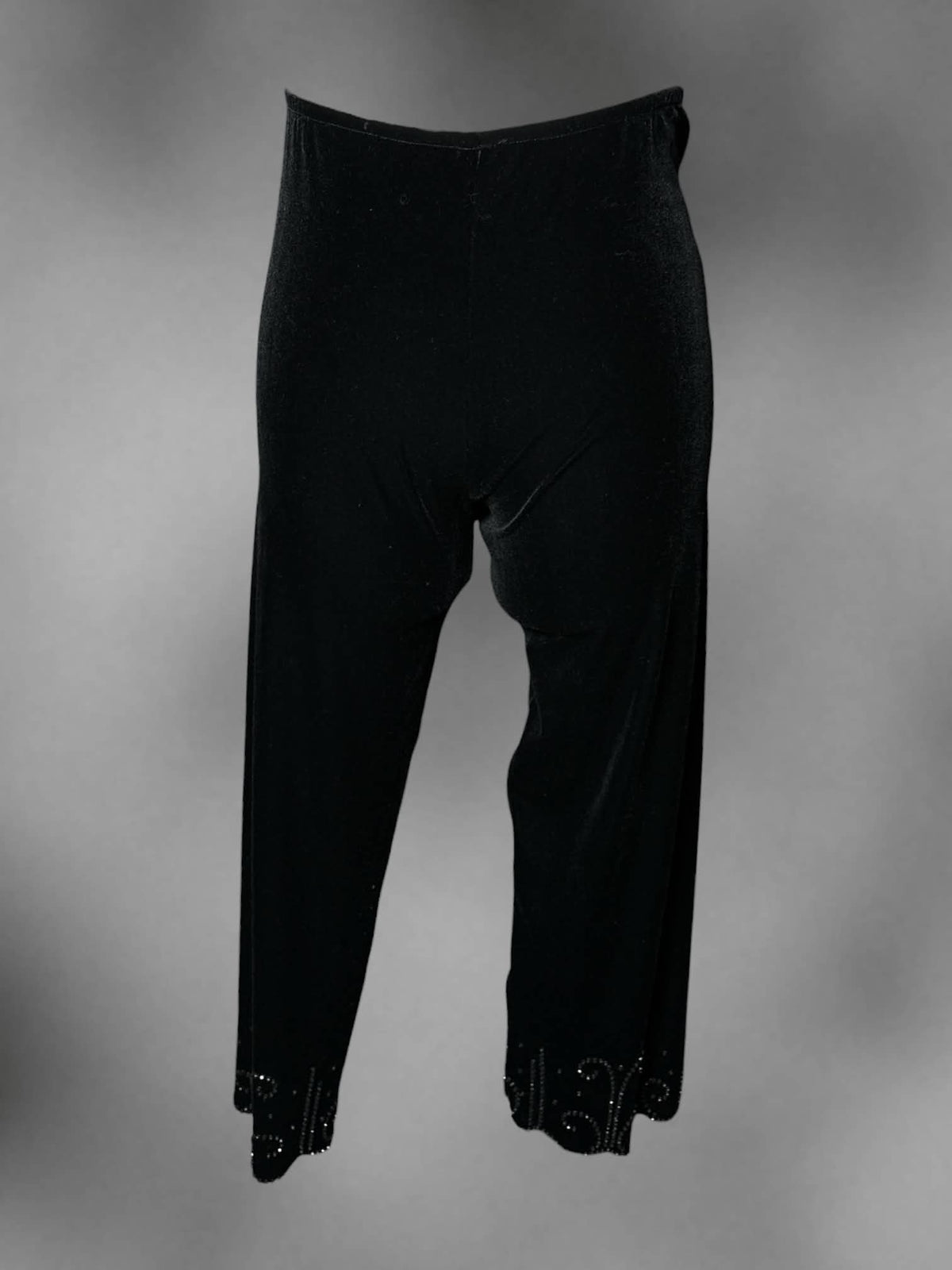 XL J.R. Nites vintage black velvet pants with beaded detailing on hem