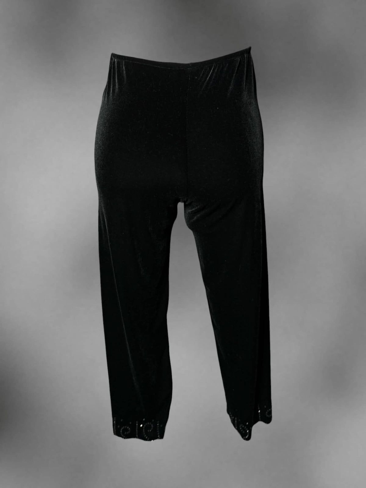 XL J.R. Nites vintage black velvet pants with beaded detailing on hem