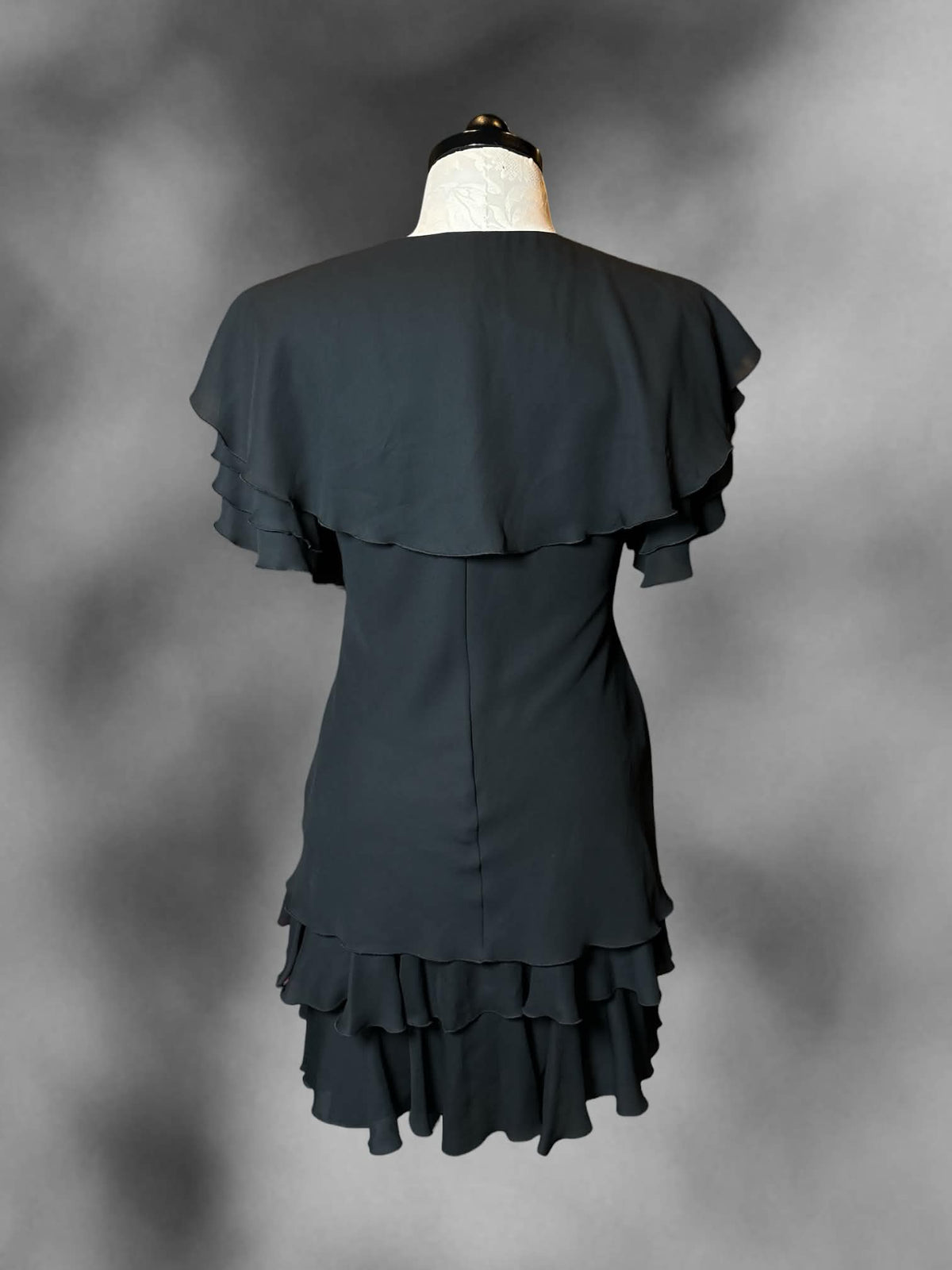 0X After Dark vintage black dress with ruffled layer design