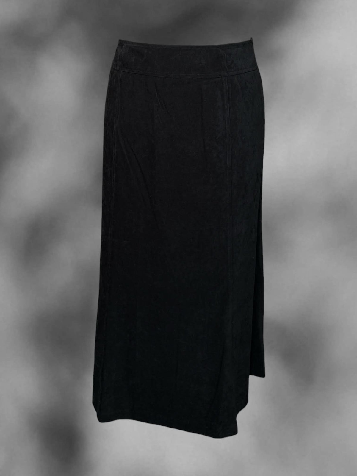 0X black “sued-like” skirt with zipper on side, and slit in skirt