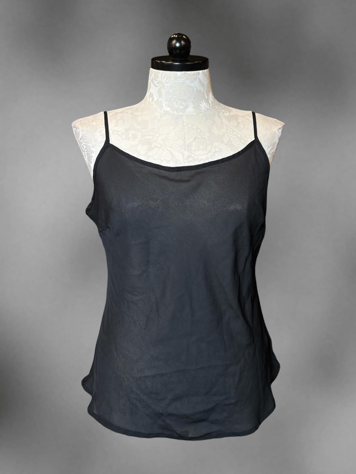 1X Apt 9 black sheer camo top with adjustable straps