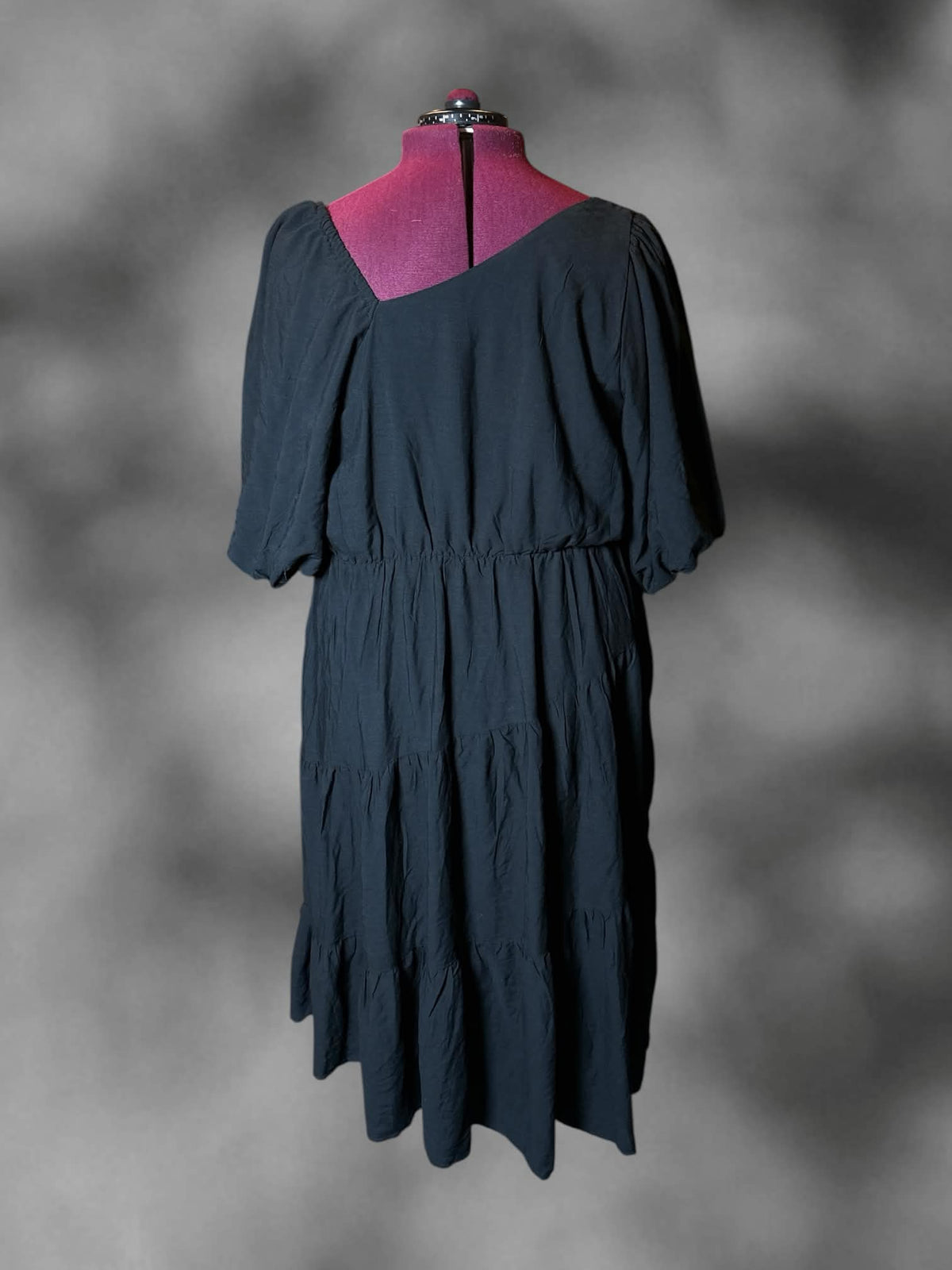 2X City Chic NWT black dress with asymmetrical neckline design, and layered skirt