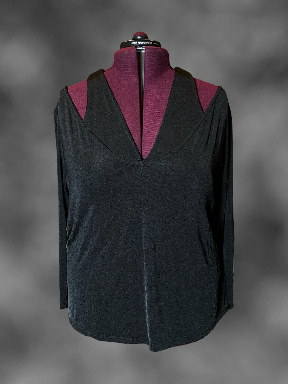 5X Eloquii black long-sleeve off-the-shoulder layered top