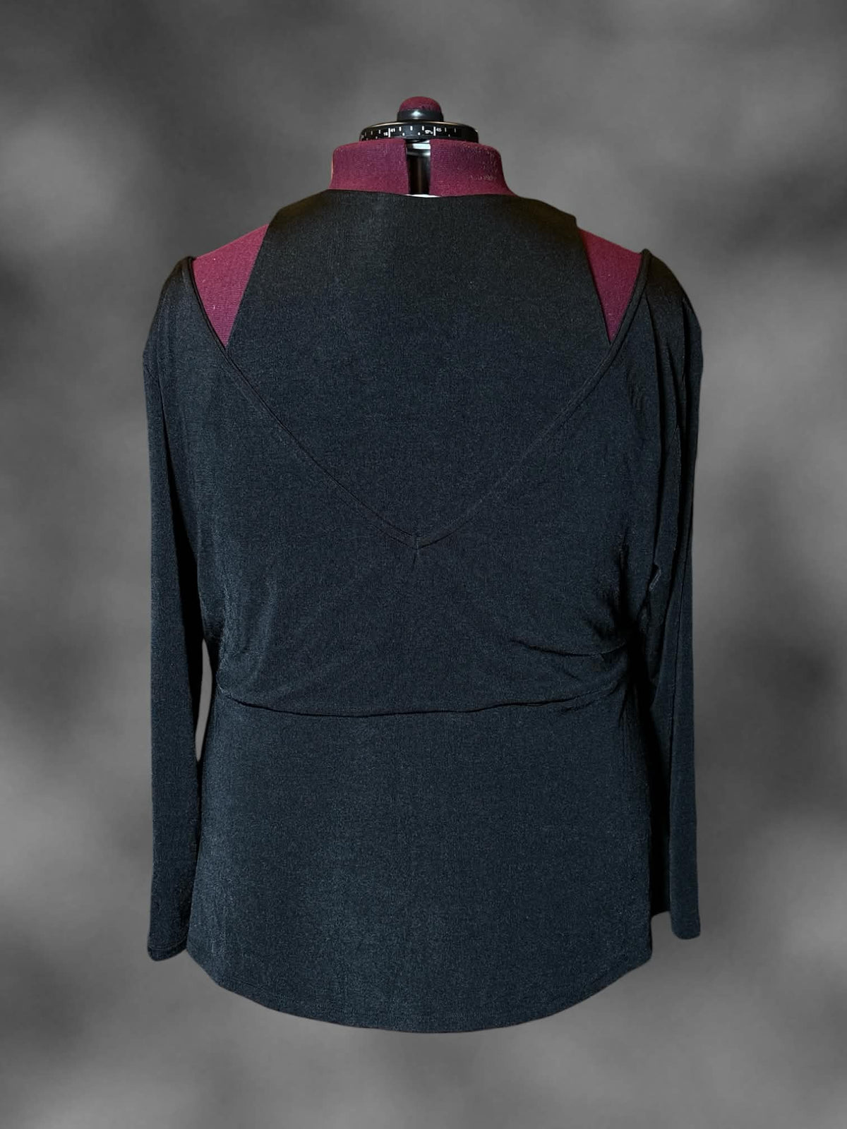5X Eloquii black long-sleeve off-the-shoulder layered top