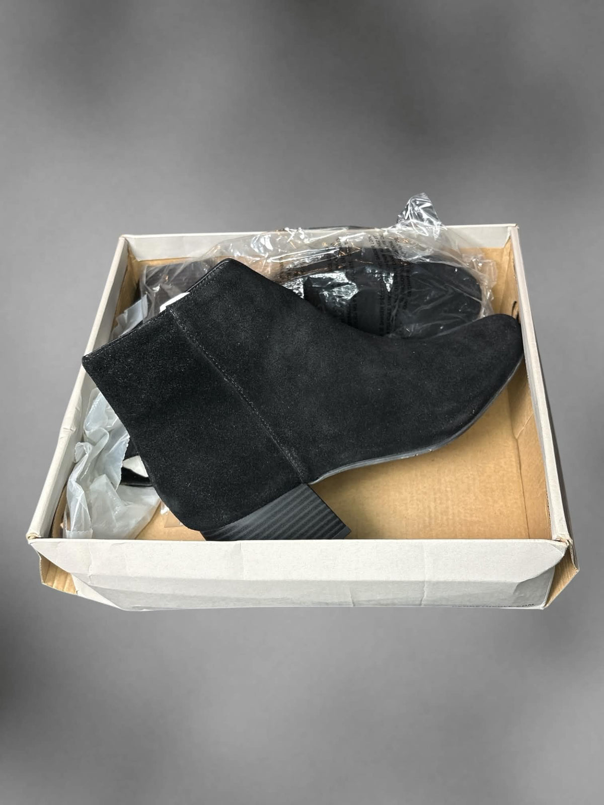 Size 11 Reactions Kenneth Cole  new in box black suede heal ankle boots with zipper on side