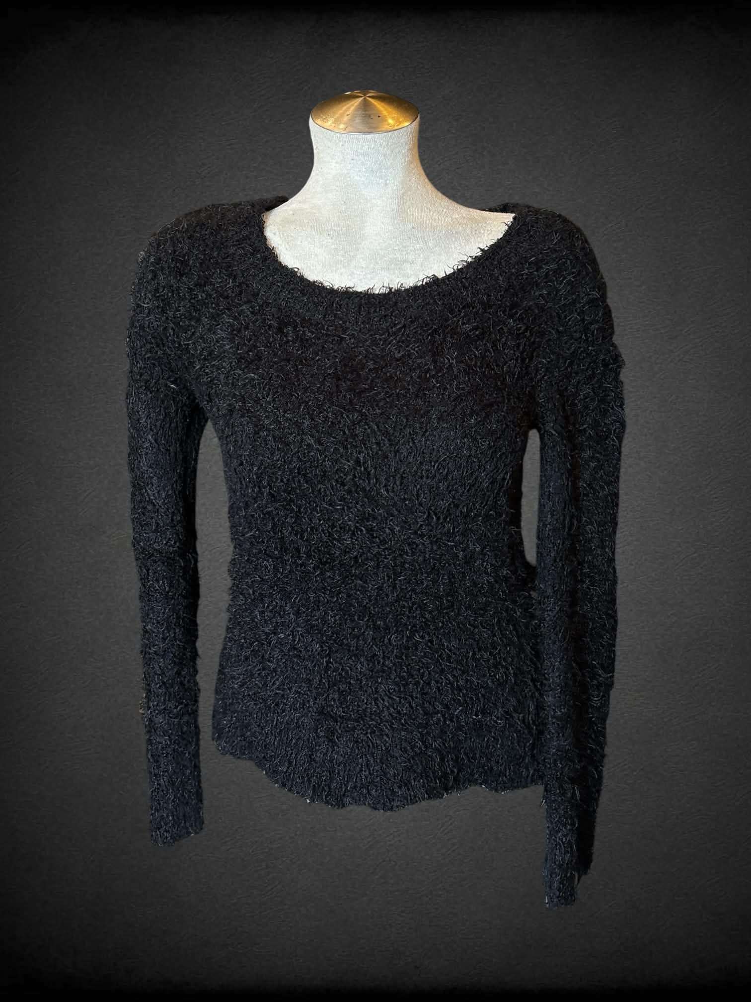 L FANG Y2K black fuzzy sweater top