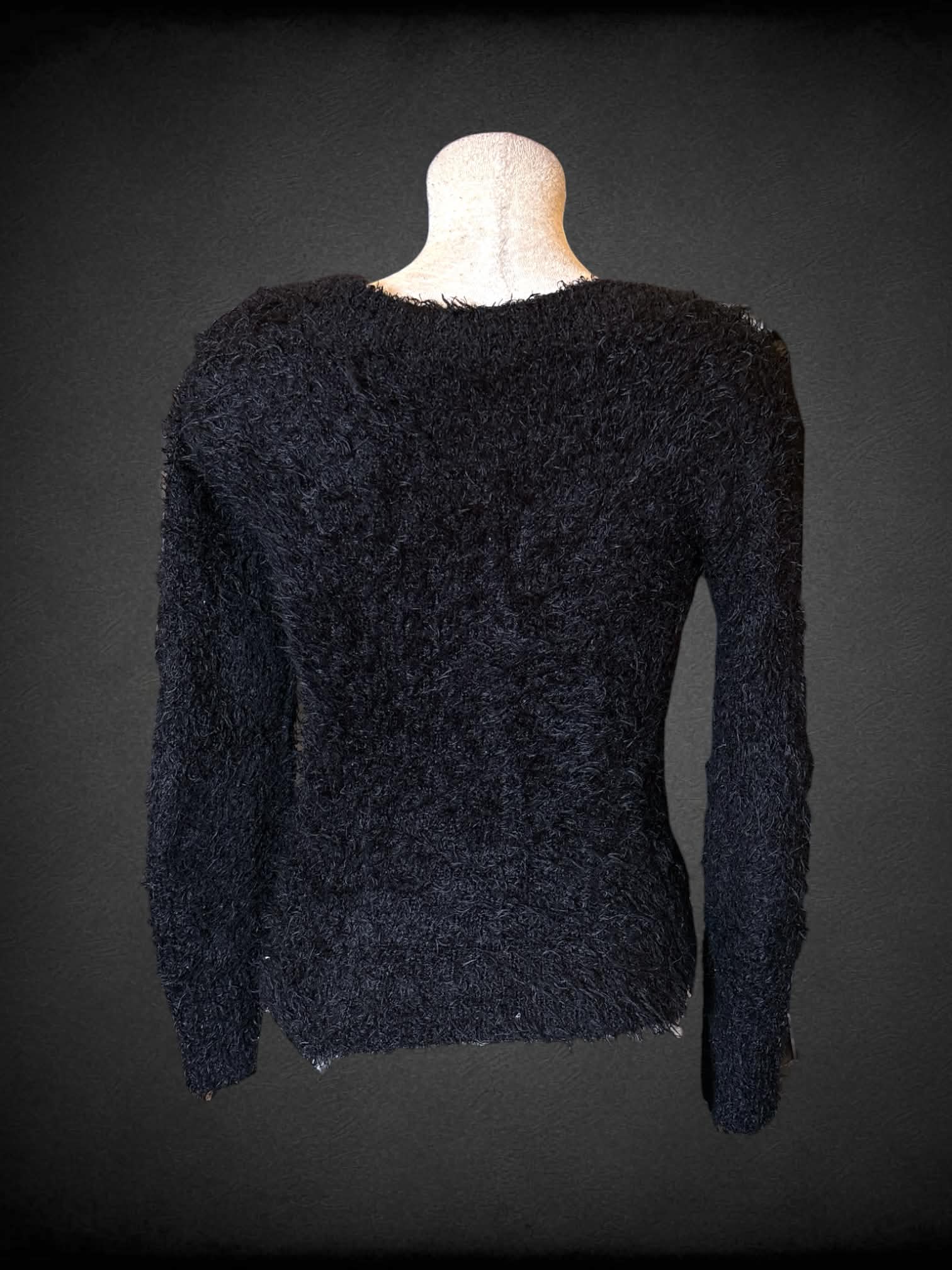 L FANG Y2K black fuzzy sweater top