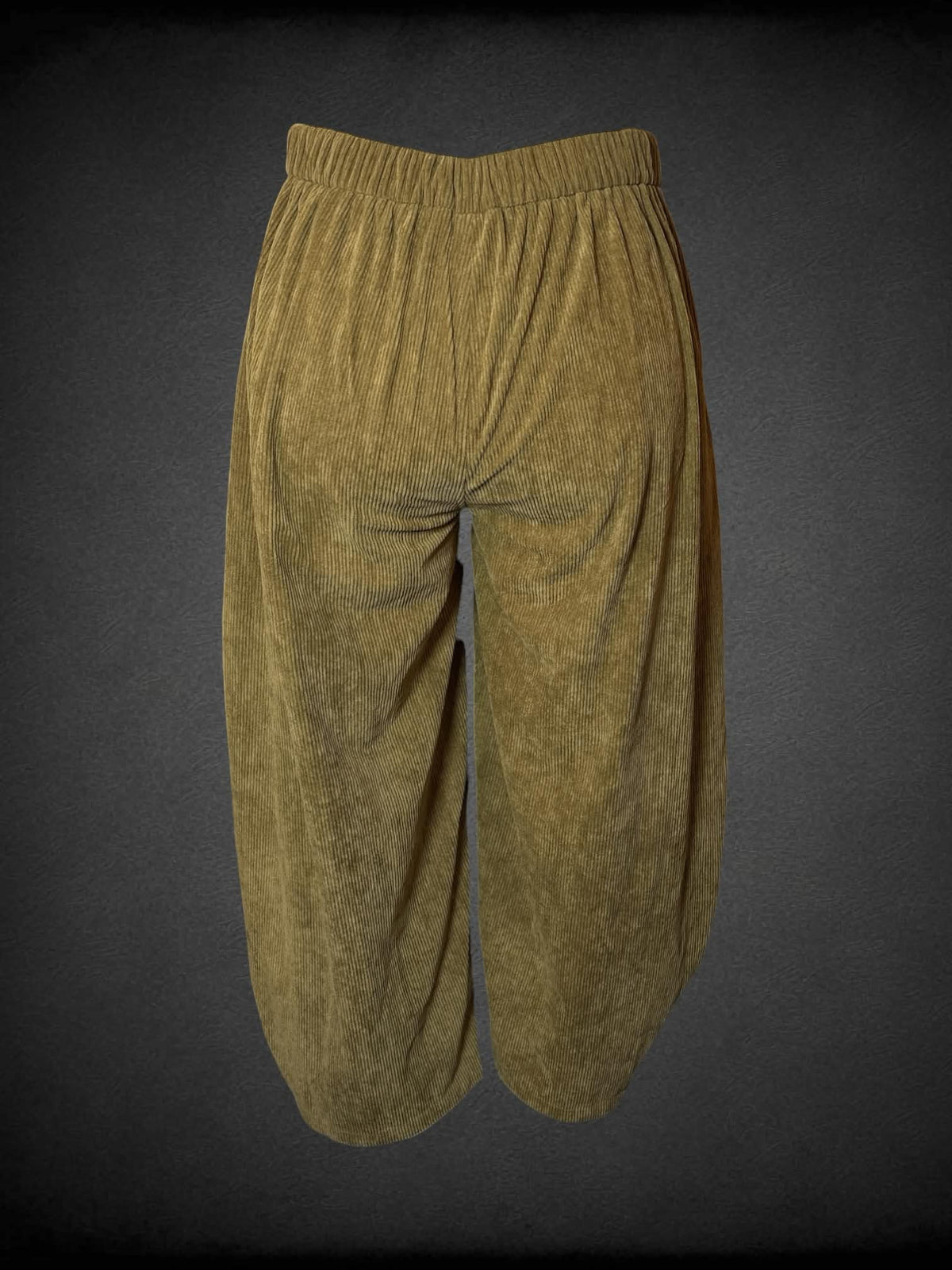 XL Tarse brown high-waisted corduroy pants with plaid star design, and stretch waist