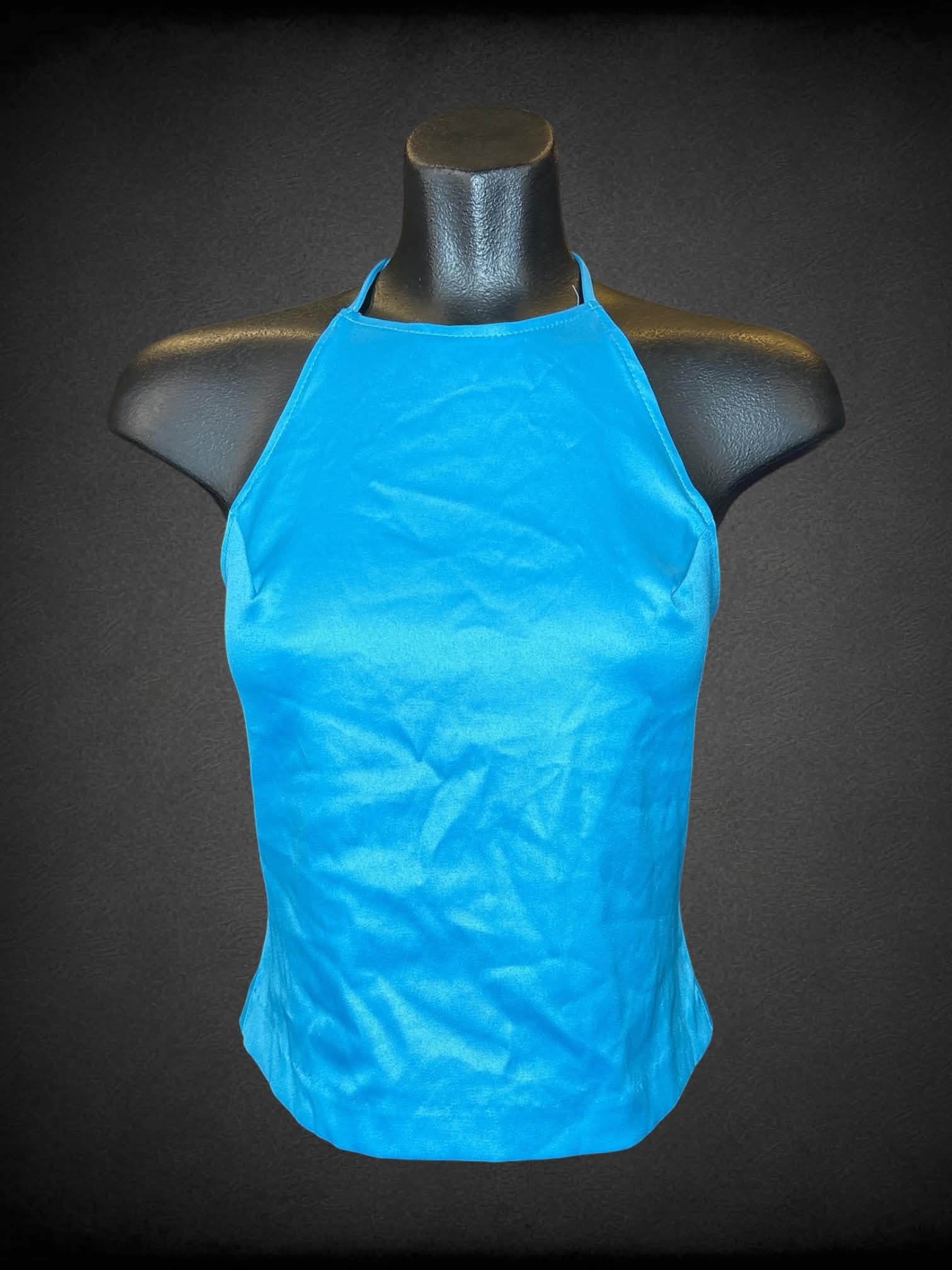 M Rampage aqua blue halter top with cutout on back