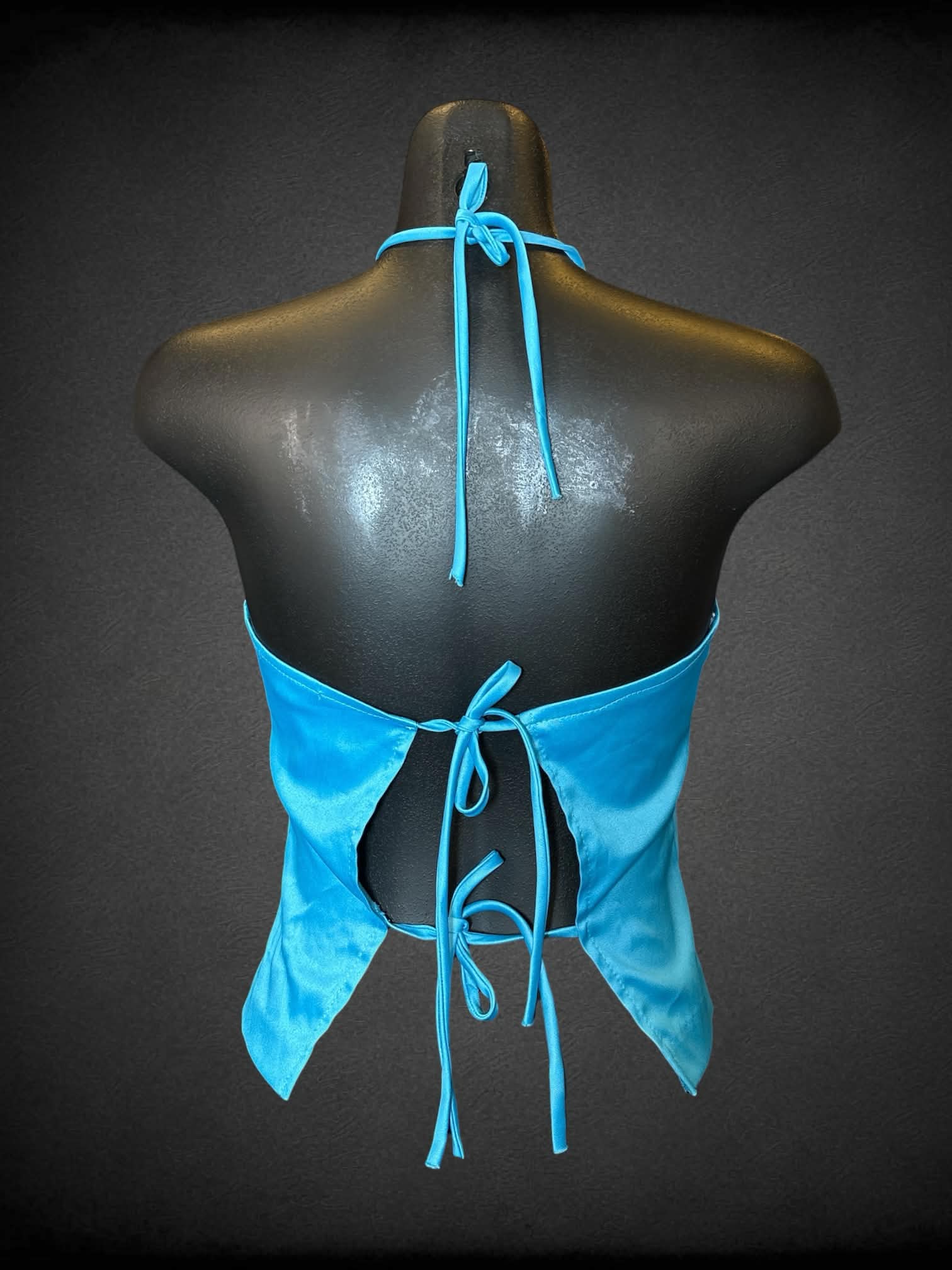 M Rampage aqua blue halter top with cutout on back