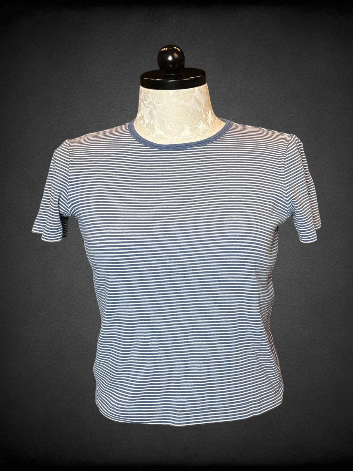 0X Jones New York vintage blue & white striped baby tee