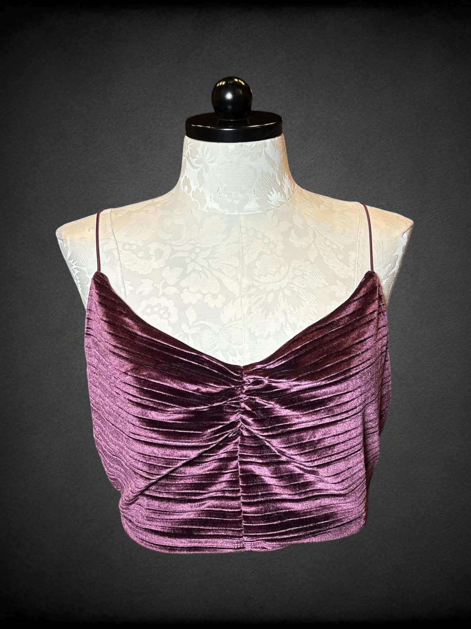 1X Wild Fable plum velvet ribbed cropped top