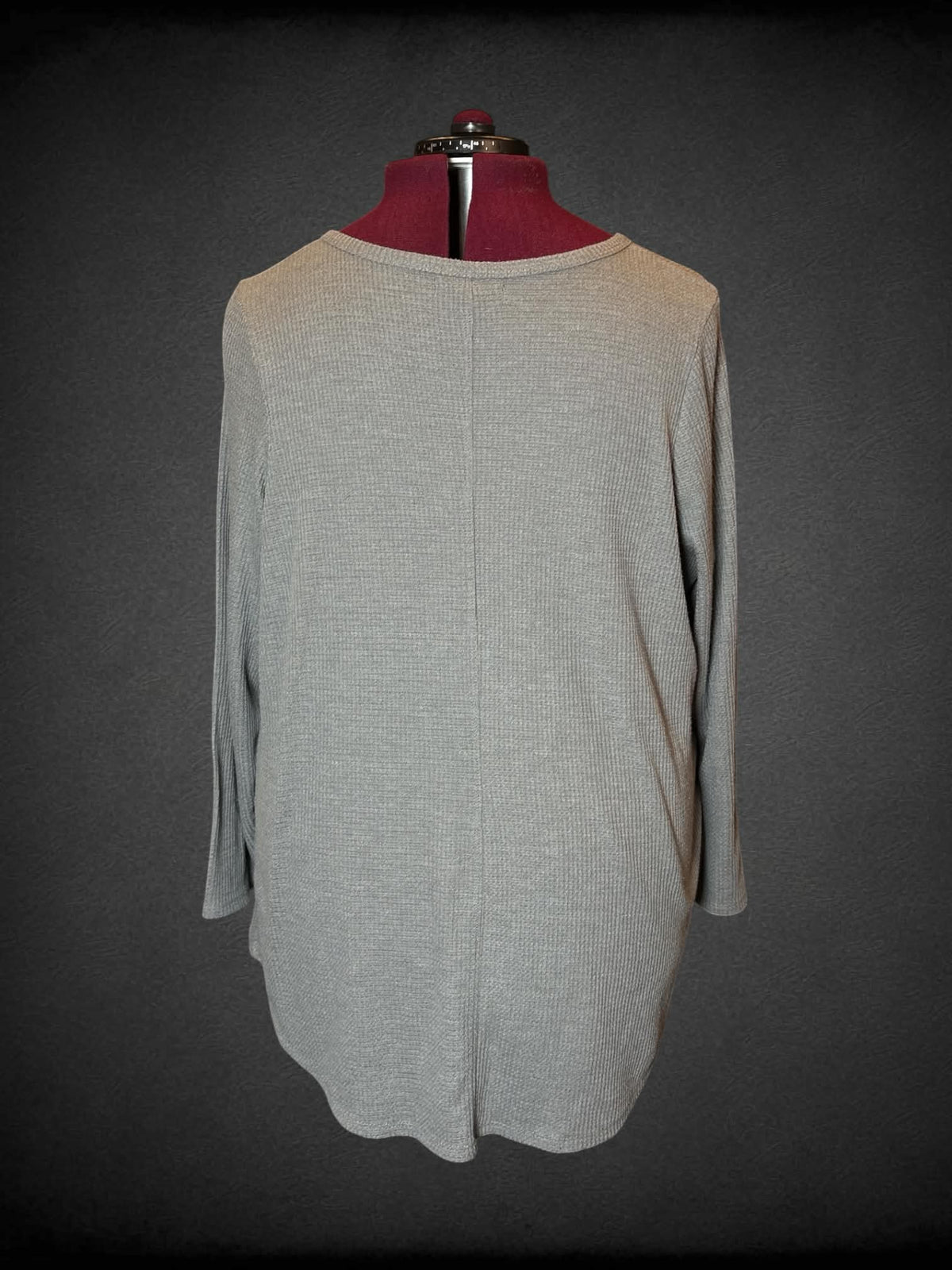 3X Vinyl Icons grey long-sleeve waffle shirt with Journey-Captured” band graphic on front