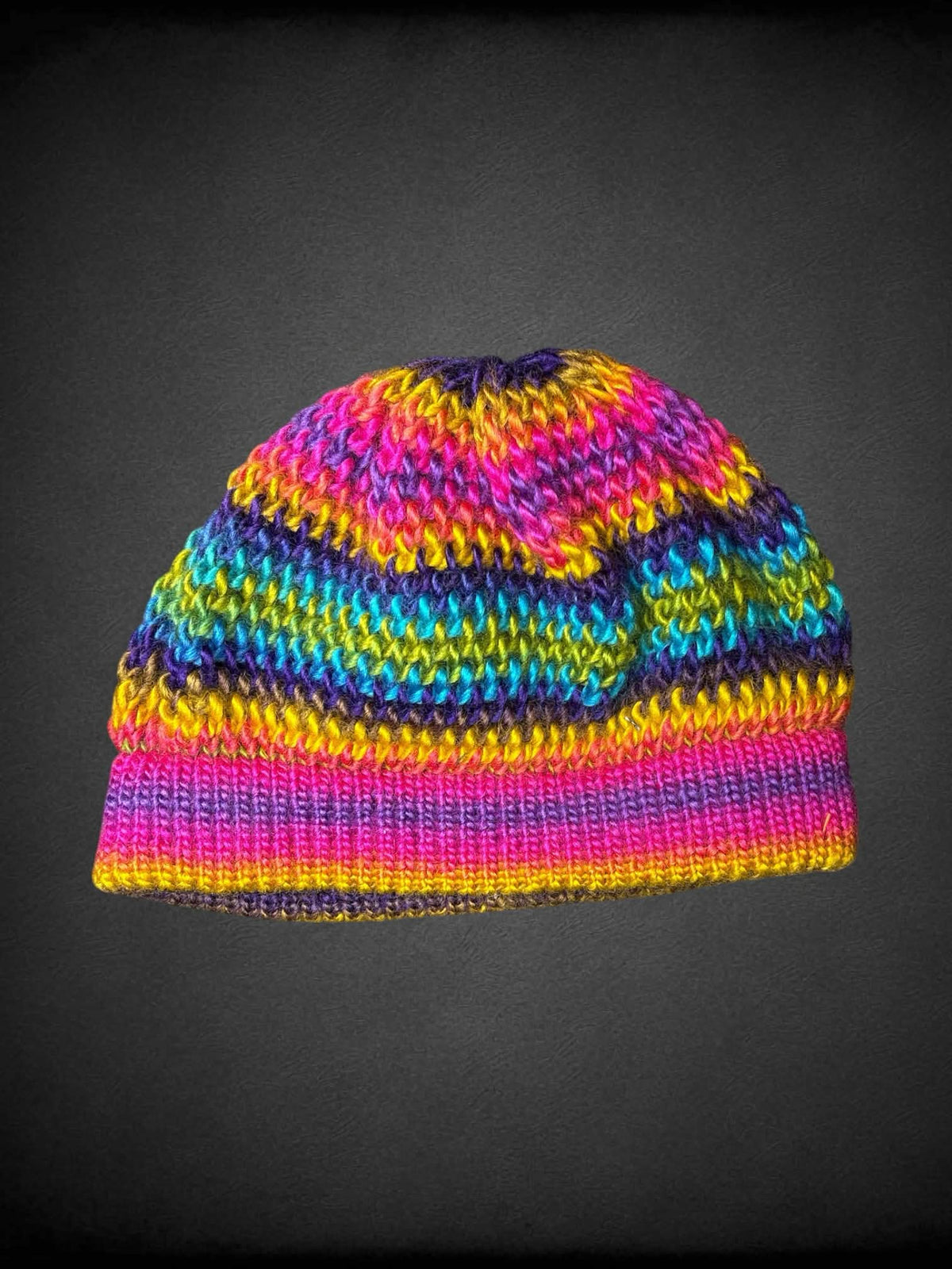 S rainbow knit beanie