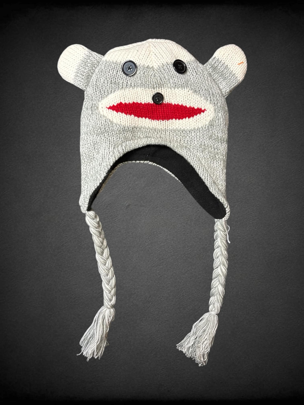 Grey sock monkey hat