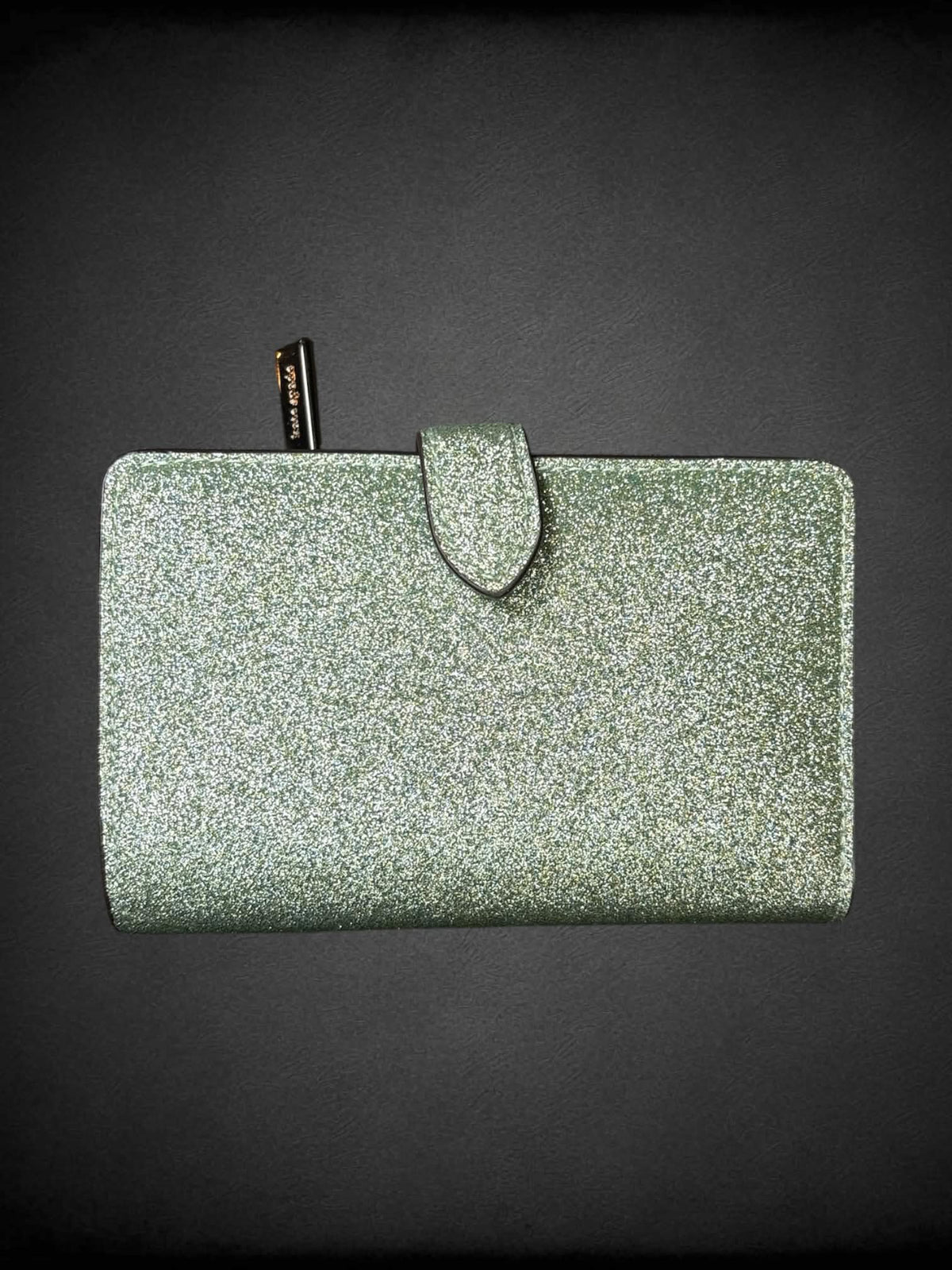Kate Spade NWT designer green sparkly shoulder bag and wallet with zipper pockets