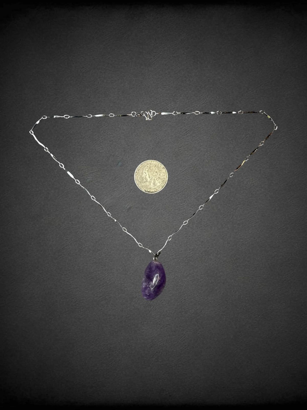 925 sterling silver chain necklace with amethyst charm