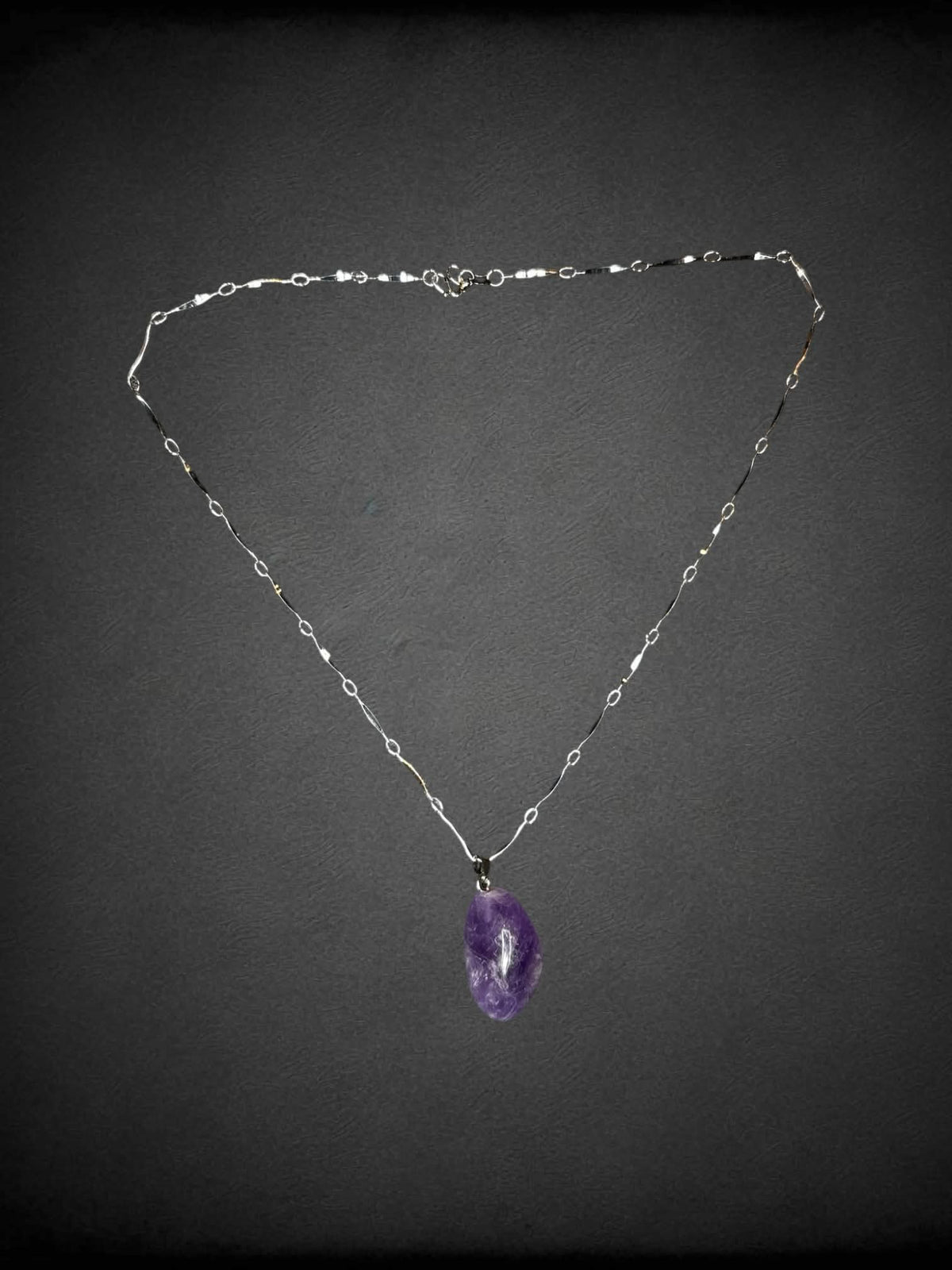 925 sterling silver chain necklace with amethyst charm