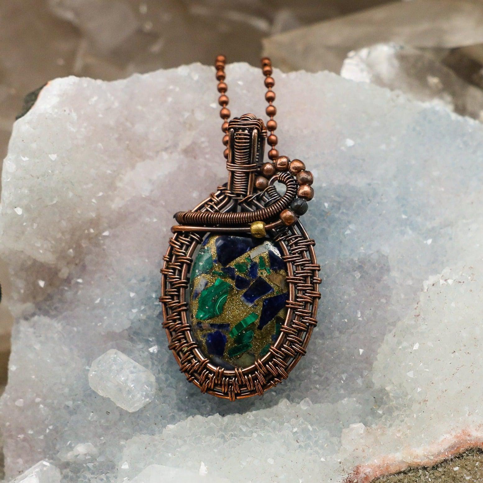 Sea Sediment Jasper Wire Wrap Crystal Pendant