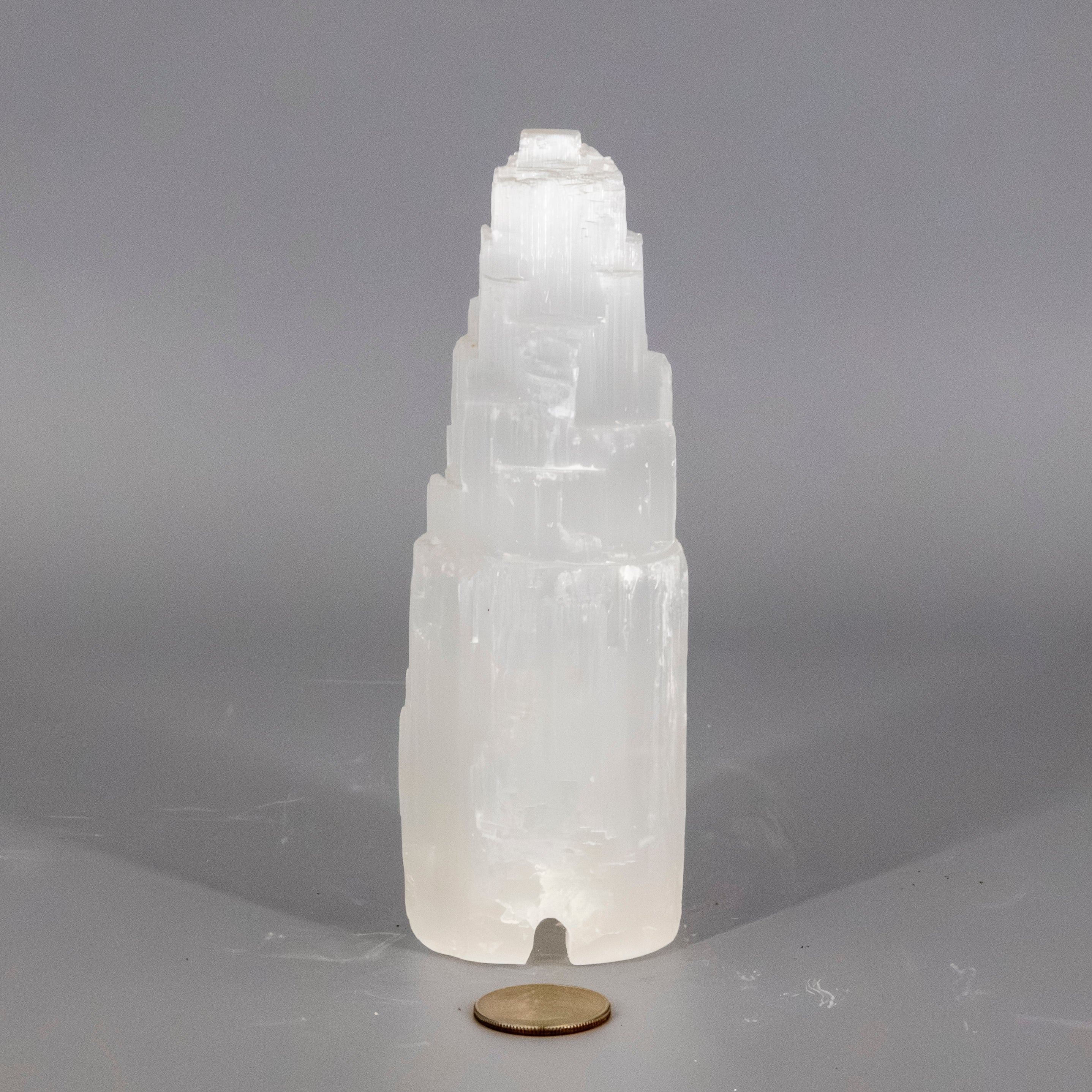 Selenite Carved Tower (drilled for LED light)